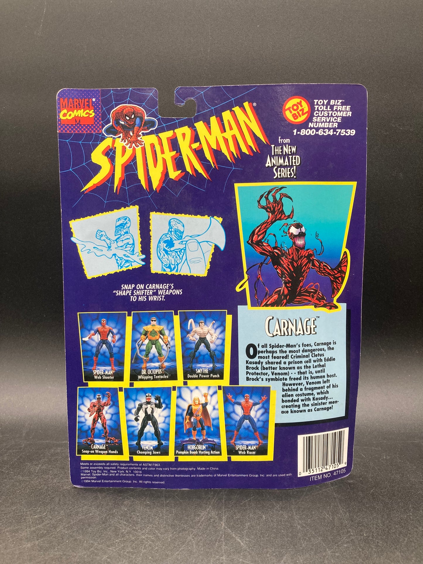 Carnage Spider-Man: The Animated Series Action Figure Toybiz 1994
