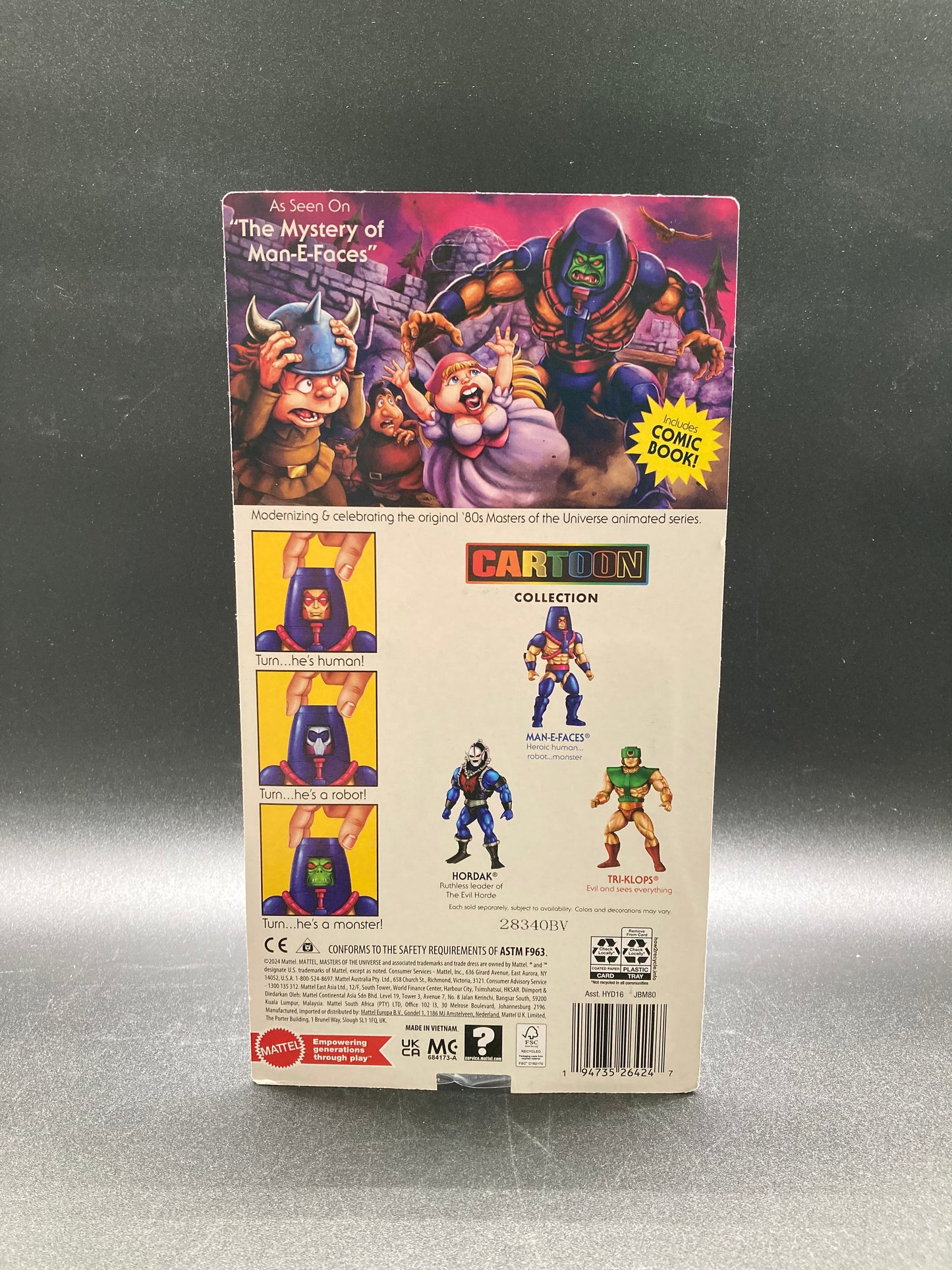 Man-E-Faces Mattel He-Man MOTU 40th Anniversary Cartoon Collection Figure 2024 Unpunched Card