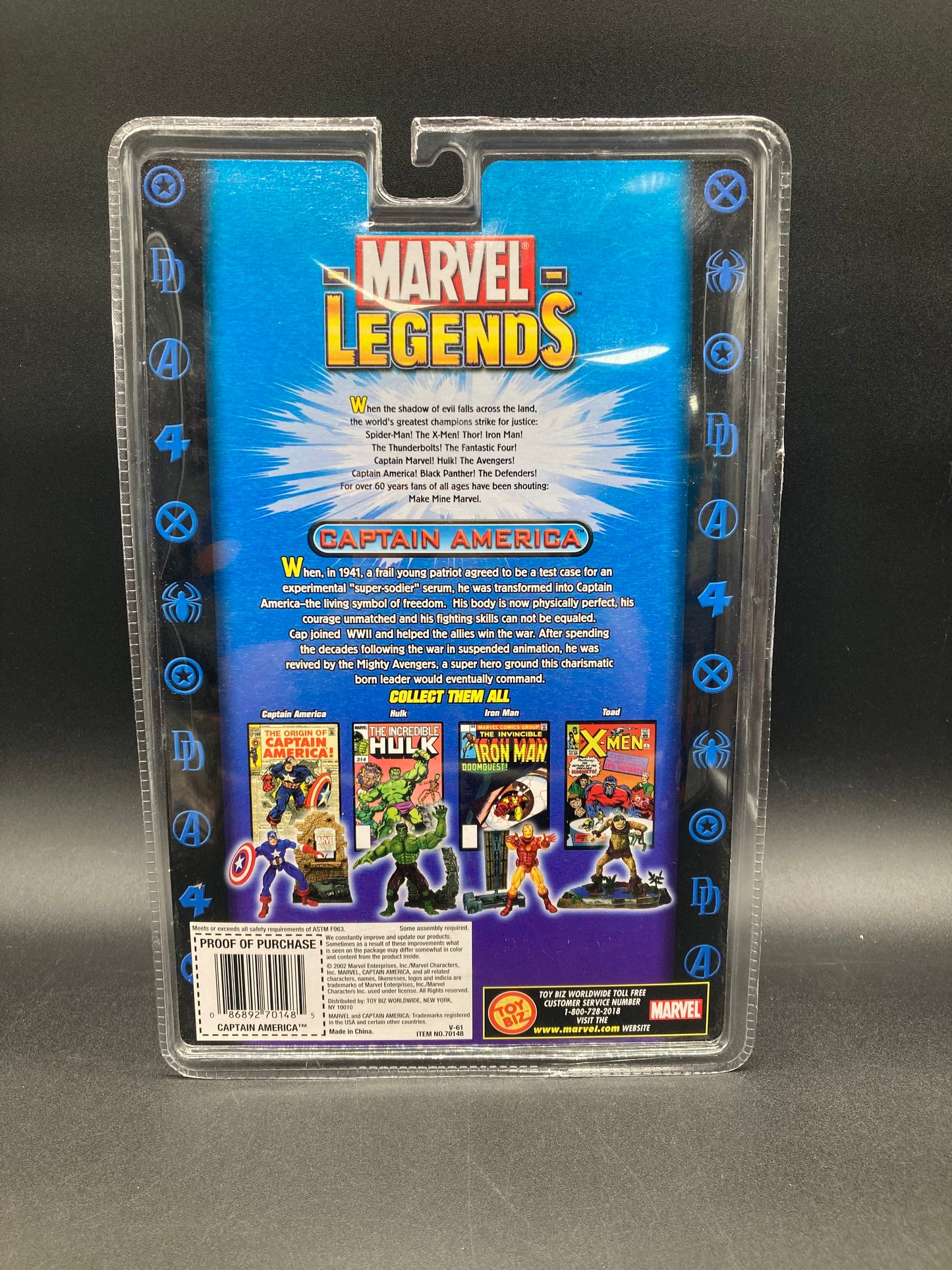 Captain America Marvel Legends Series 1 Action Figure Toybiz 2002