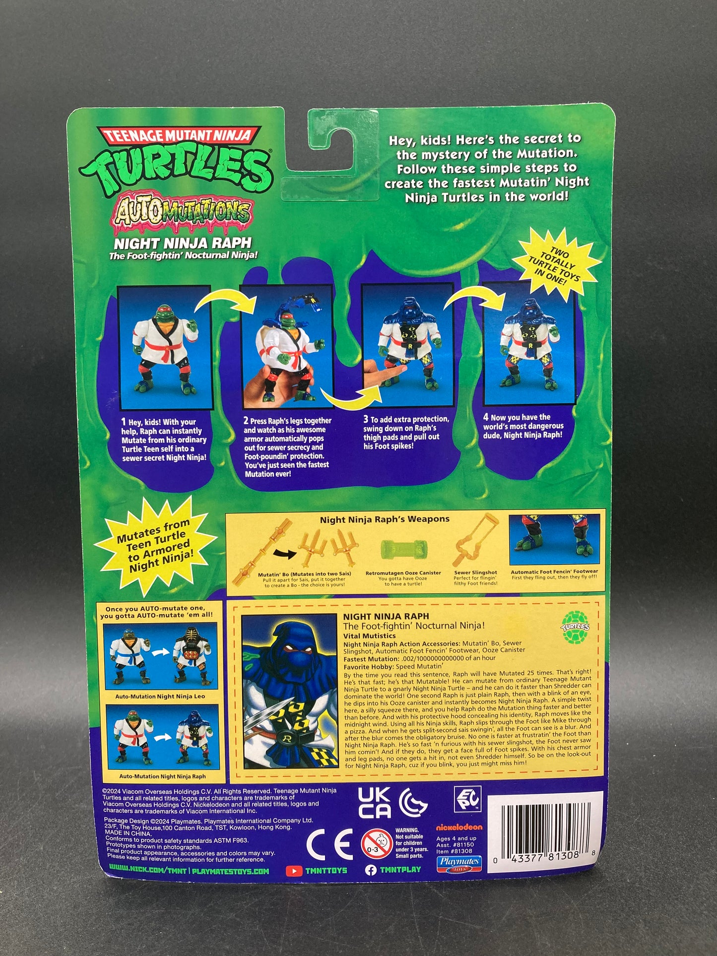 Night Ninja Raph Playmates Teenage Mutant Ninja Turtles AutoMutations Figure 2024