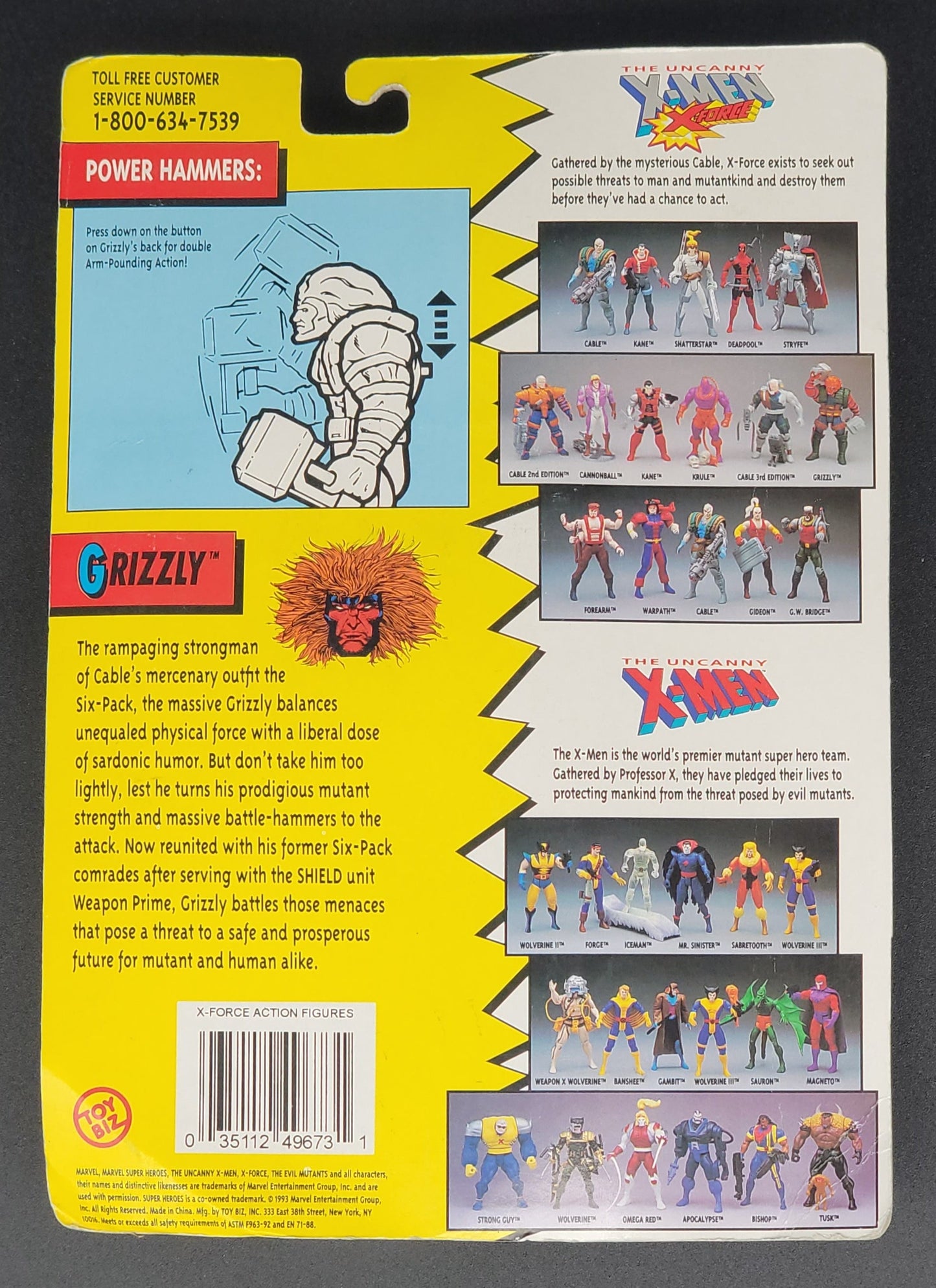 Grizzly X-Men X-Force Toybiz 1993