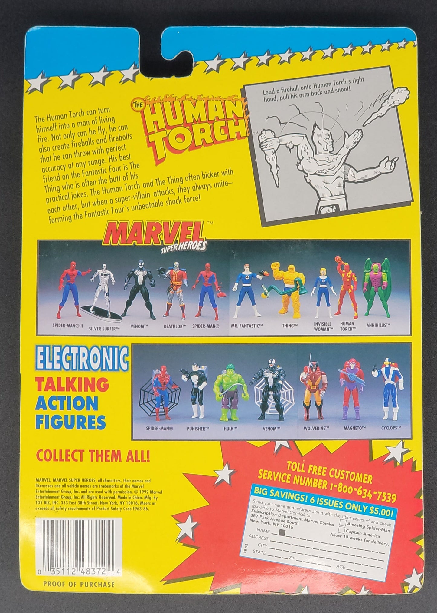 Human Torch Marvel Superheroes Toybiz 1992
