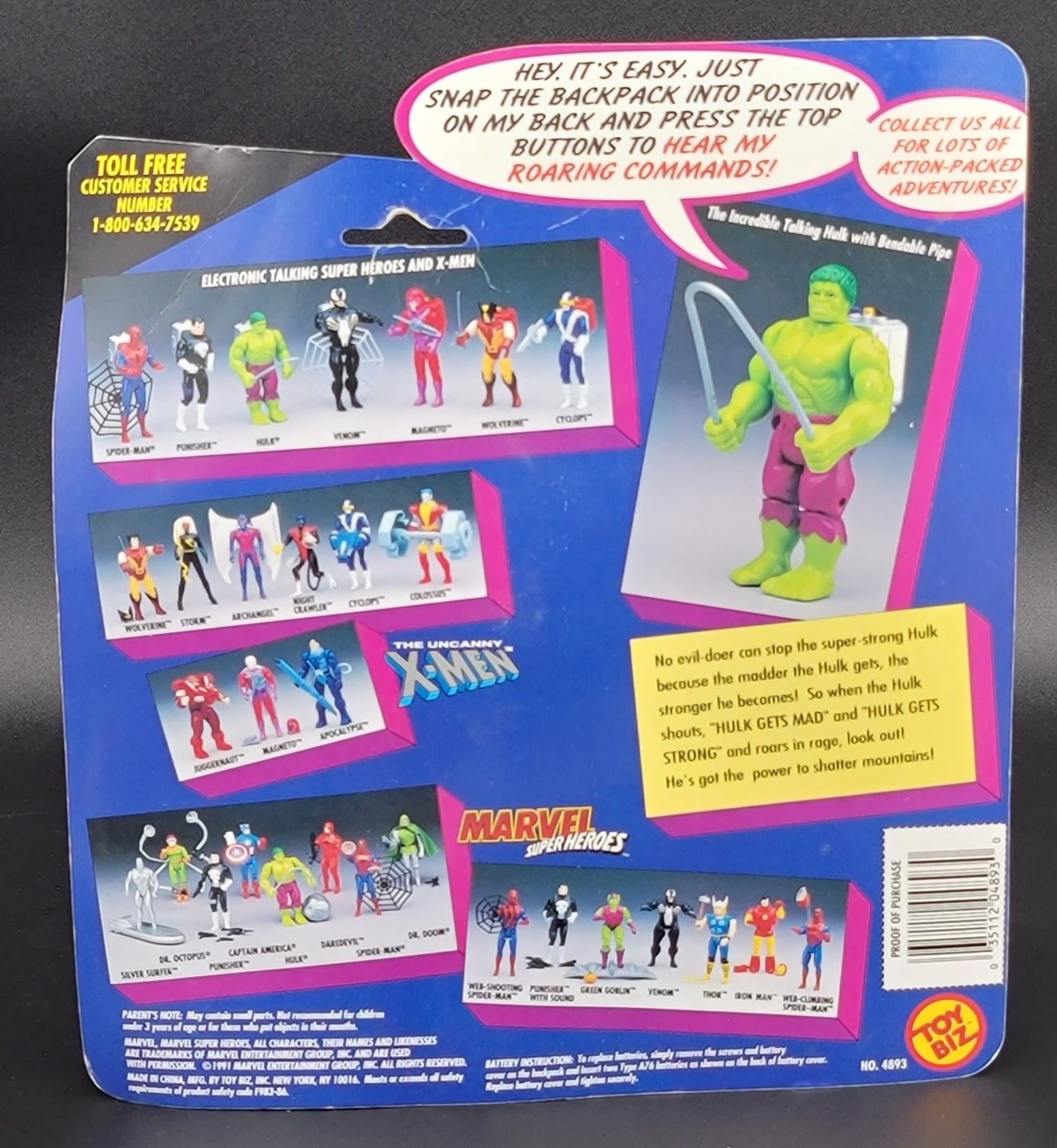 Hulk Marvel Superheroes Electronic Talk Toybiz 1991