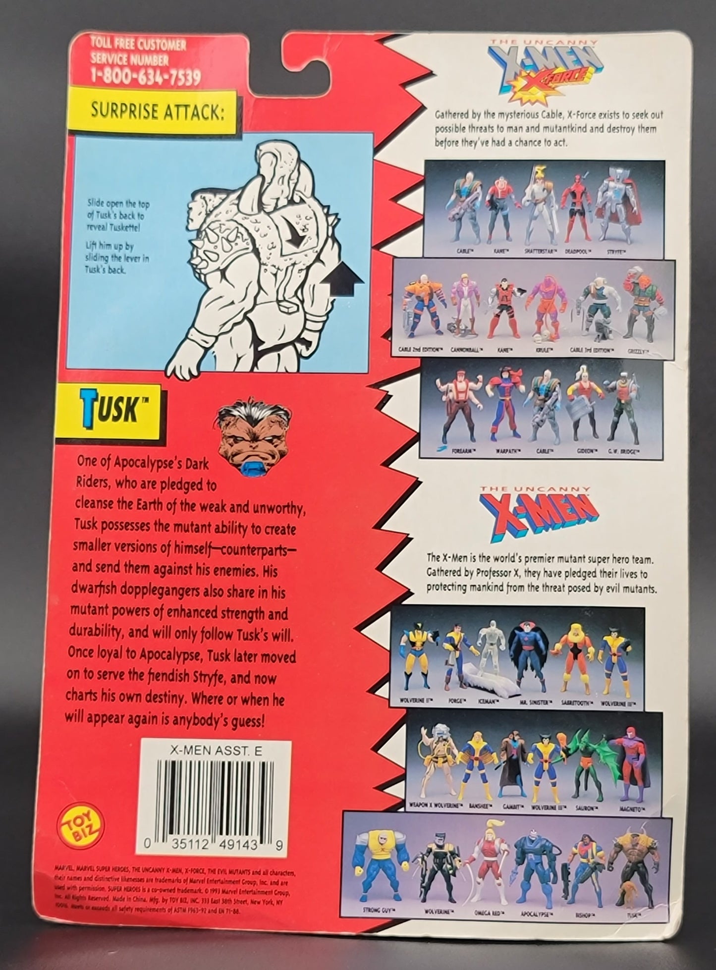 Tusk X-Men Action Figure Toybiz 1993