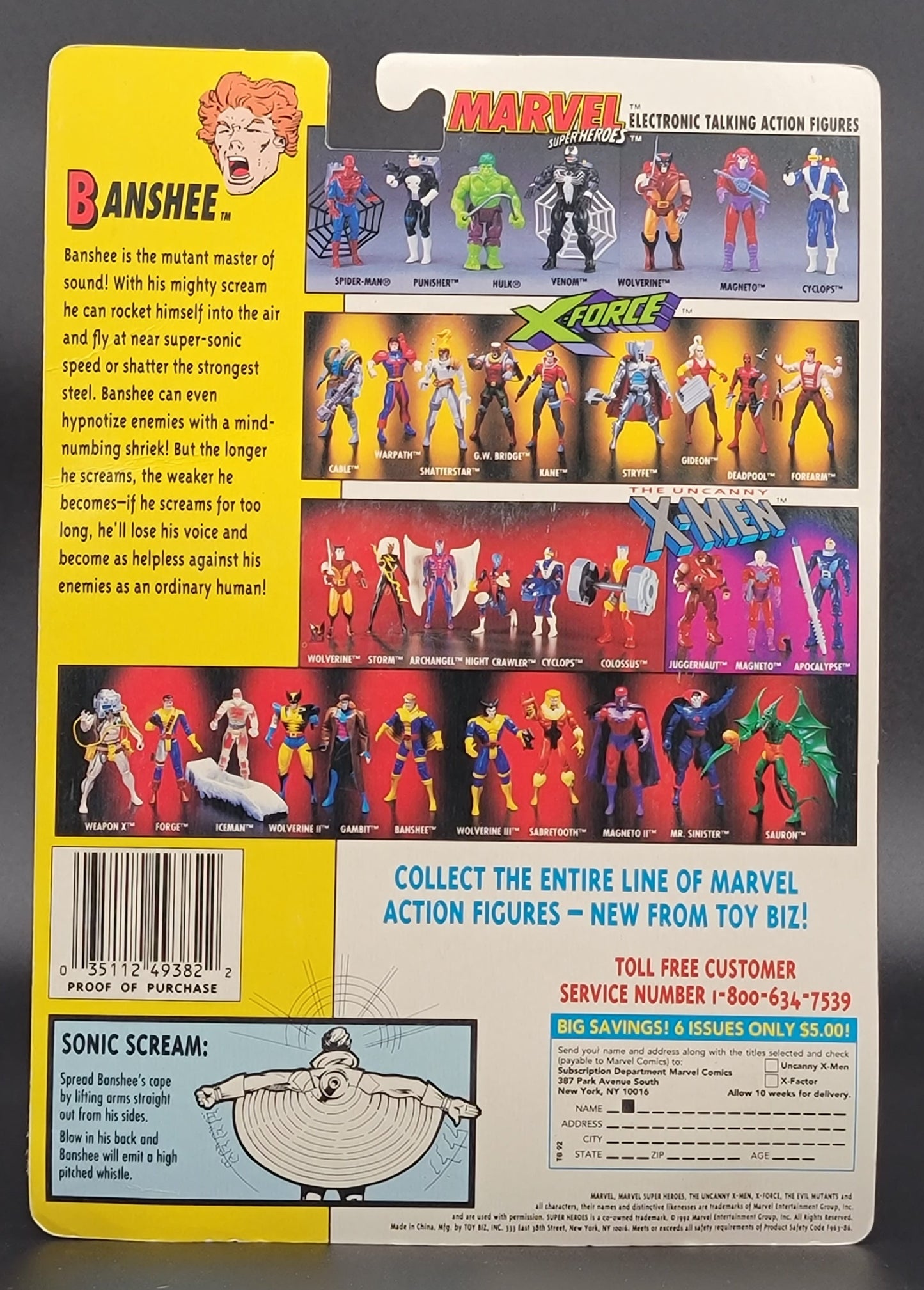Banshee X-Men Toybiz Figure 1992
