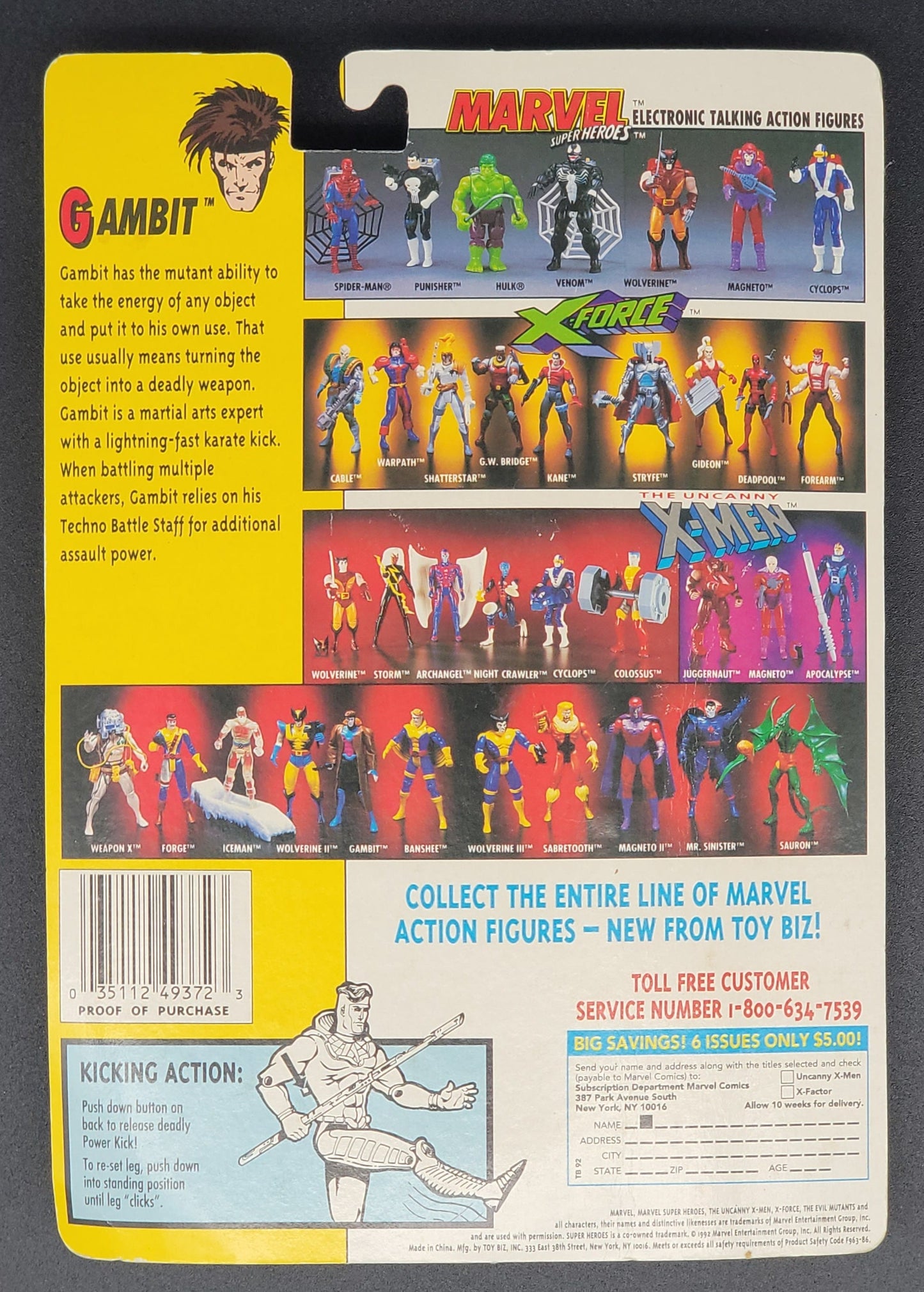 Gambit Toybiz X-Men Figure 1992