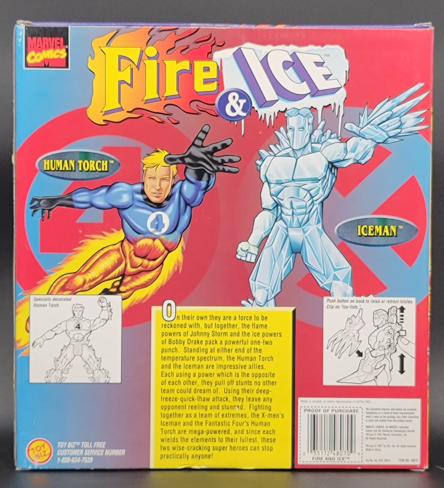 Human Torch and Iceman Limited edition numbered box 1997 Toybiz