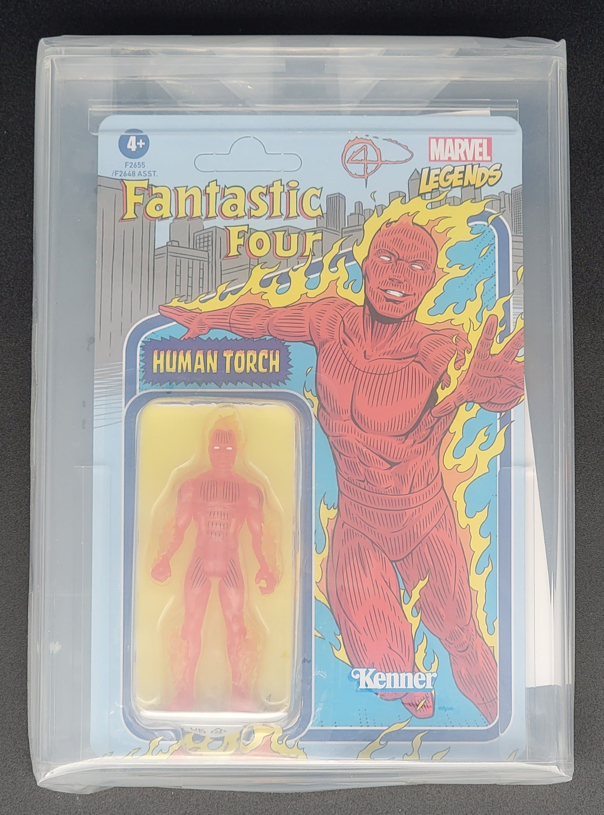 Human Torch Marvel Legends Hasbro Kenner retro 375 unpunched CAS 90+