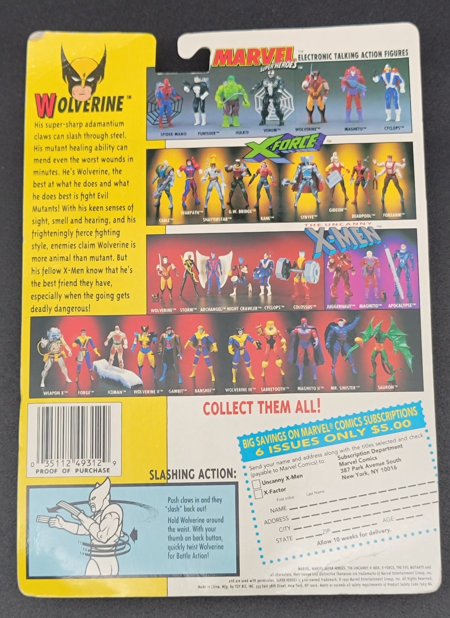 Wolverine 2nd Edition X-Men Action Figure Toybiz 1992