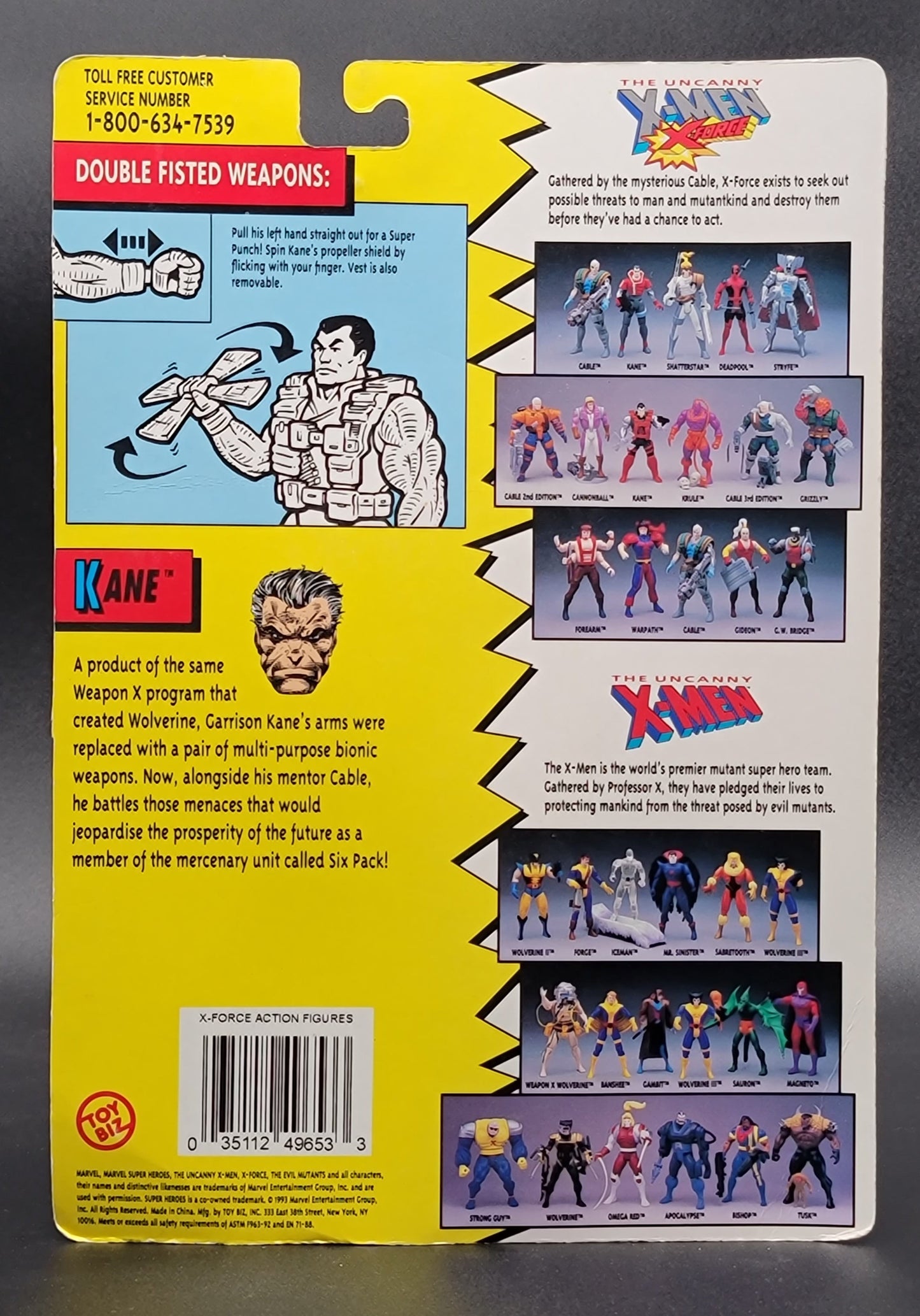 Kane 2nd Edition X-Men: X-Force Action Figure Toybiz 1993