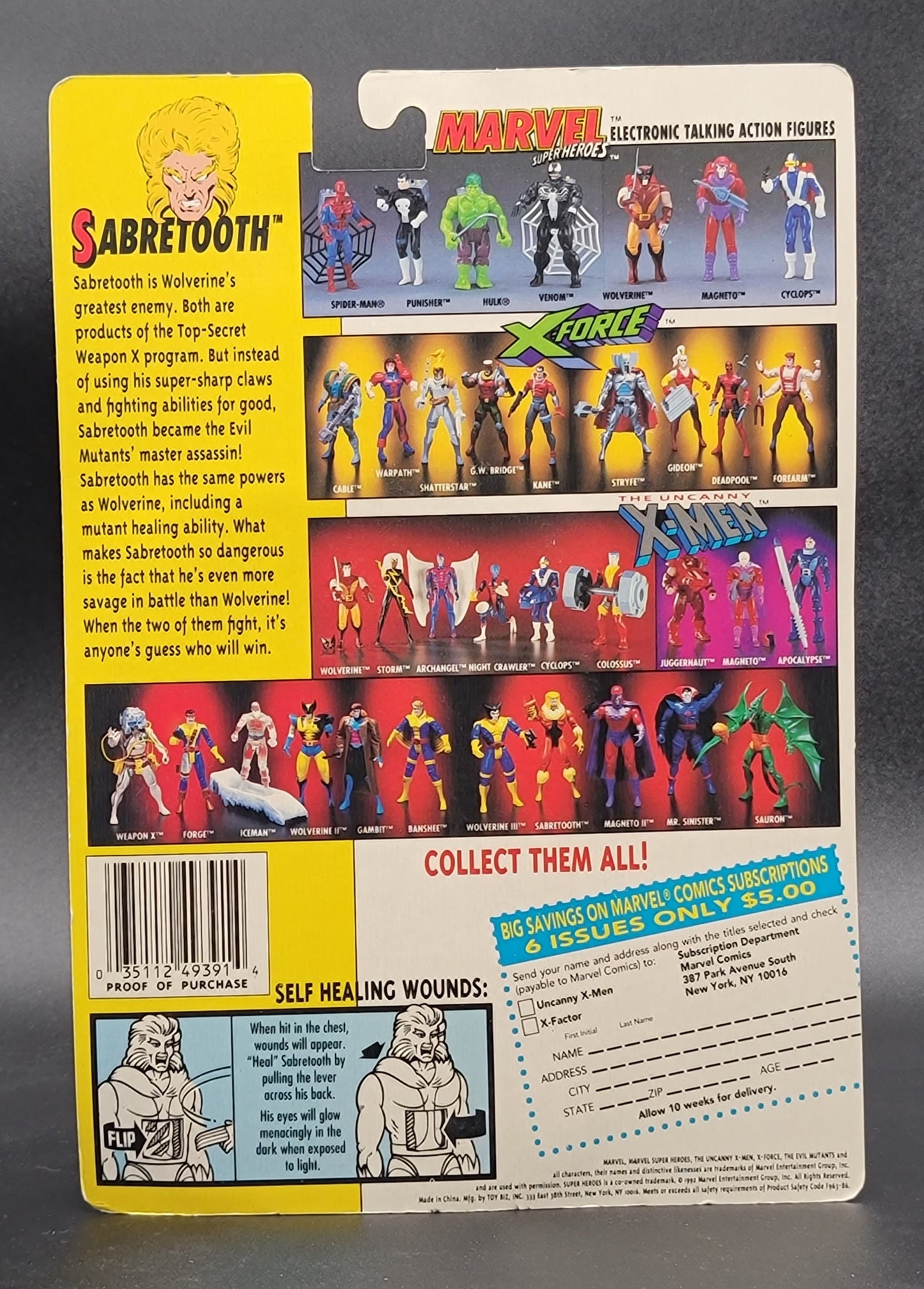 Sabretooth X-Men Action Figure Toybiz 1992