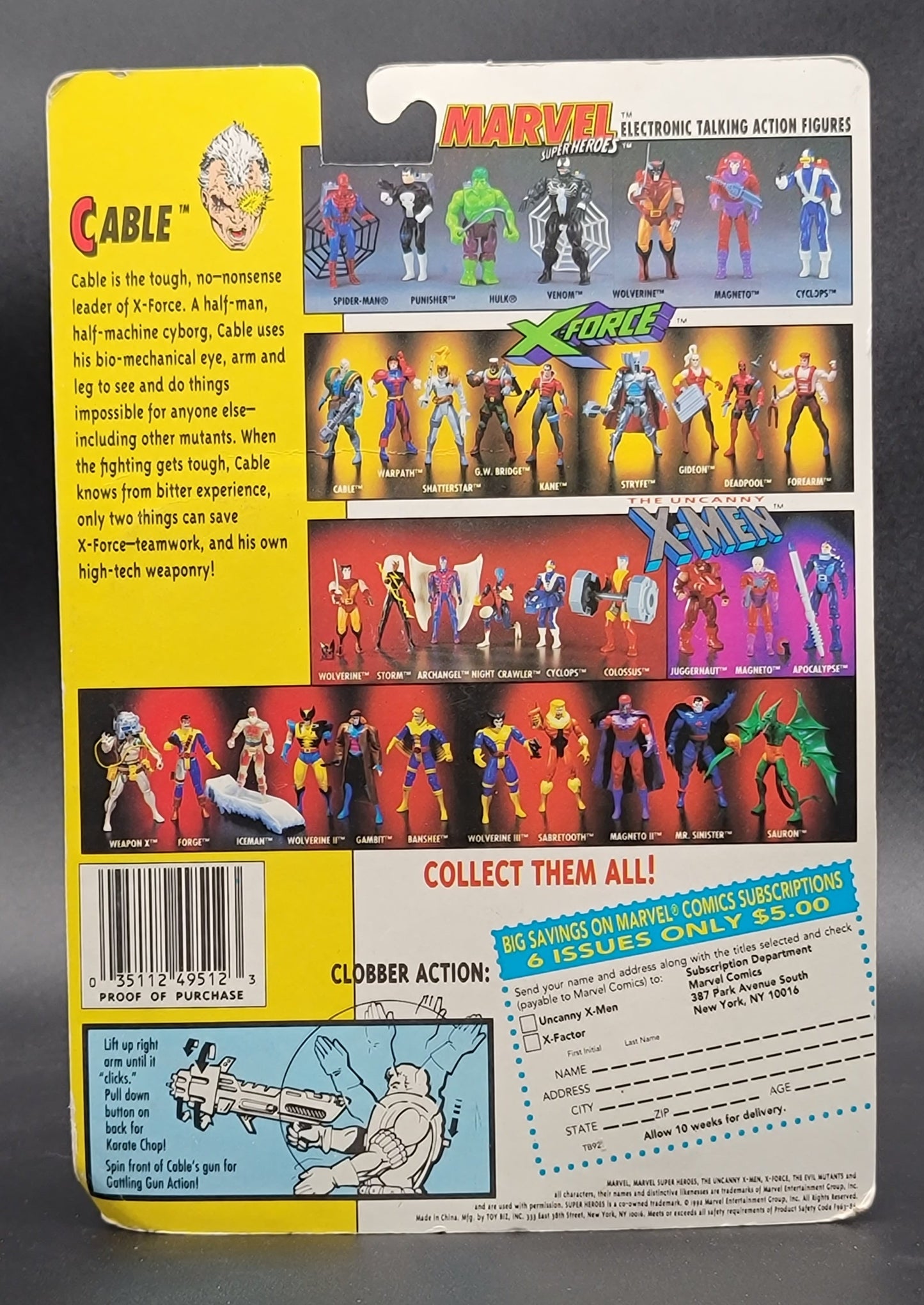 Cable X-Men X-Force Toybiz Figure 1992