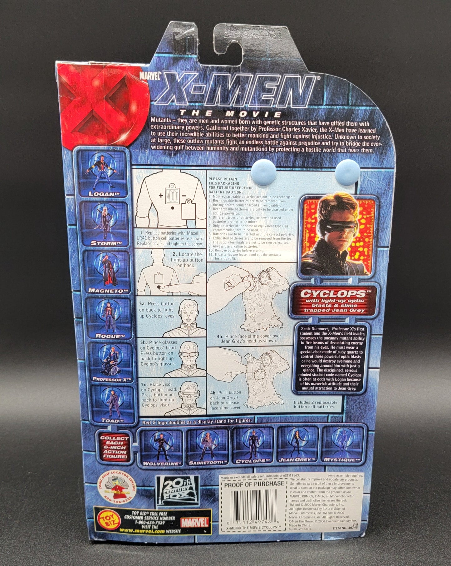 Cyclops (Light Up Optic) X-Men: Movie Action Figure Toybiz 2000
