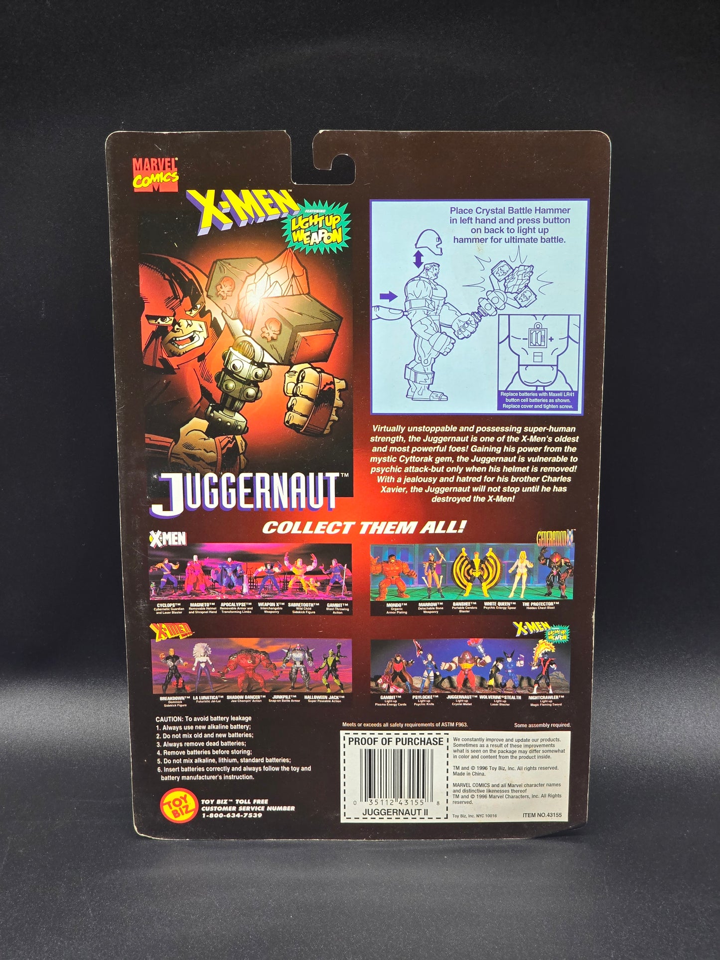 Juggernaut X-Men Lightups Classics (Black & Bronze color variant) 1996 Toybiz