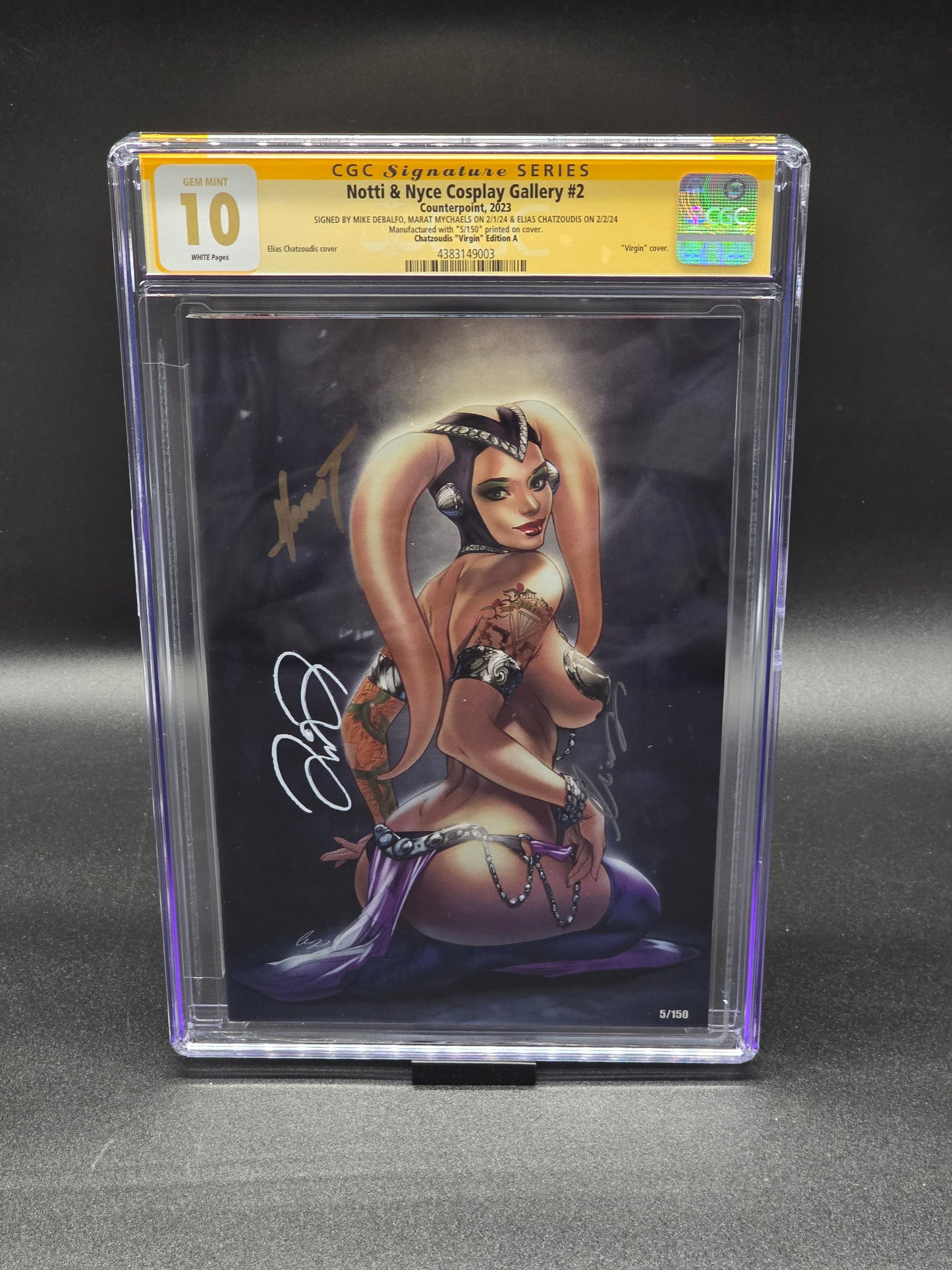Notti & Nyce Cosplay Gallery #2 2023 CGC SS 10 (Chatzoudis Ed A) signed Mike DeBalfo, Marat Mychaels and Elias Chatzoudis