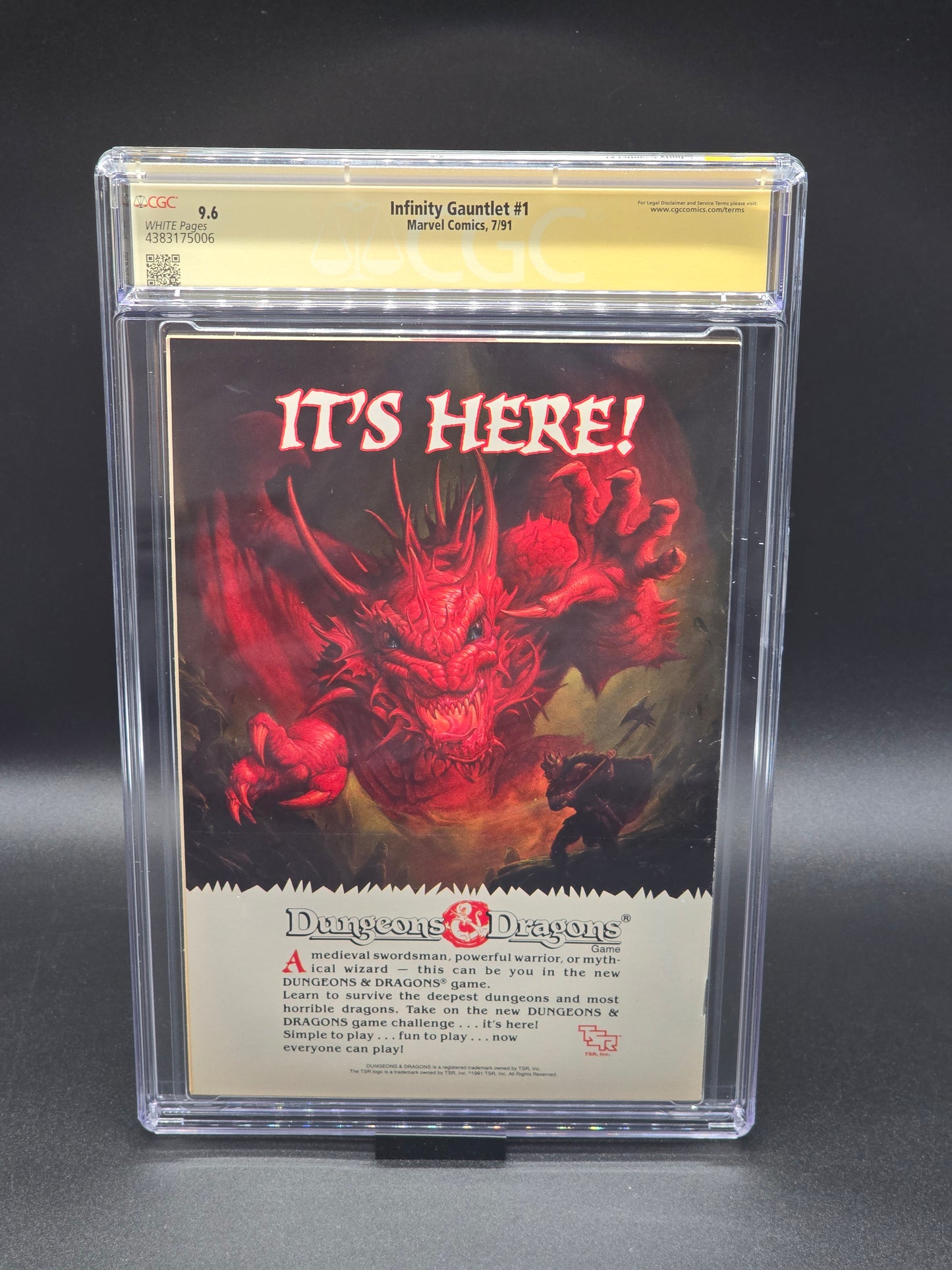 Infinity Gauntlet #1, 7/91 CGC SS 9.6 signed by Joe Rubinstein