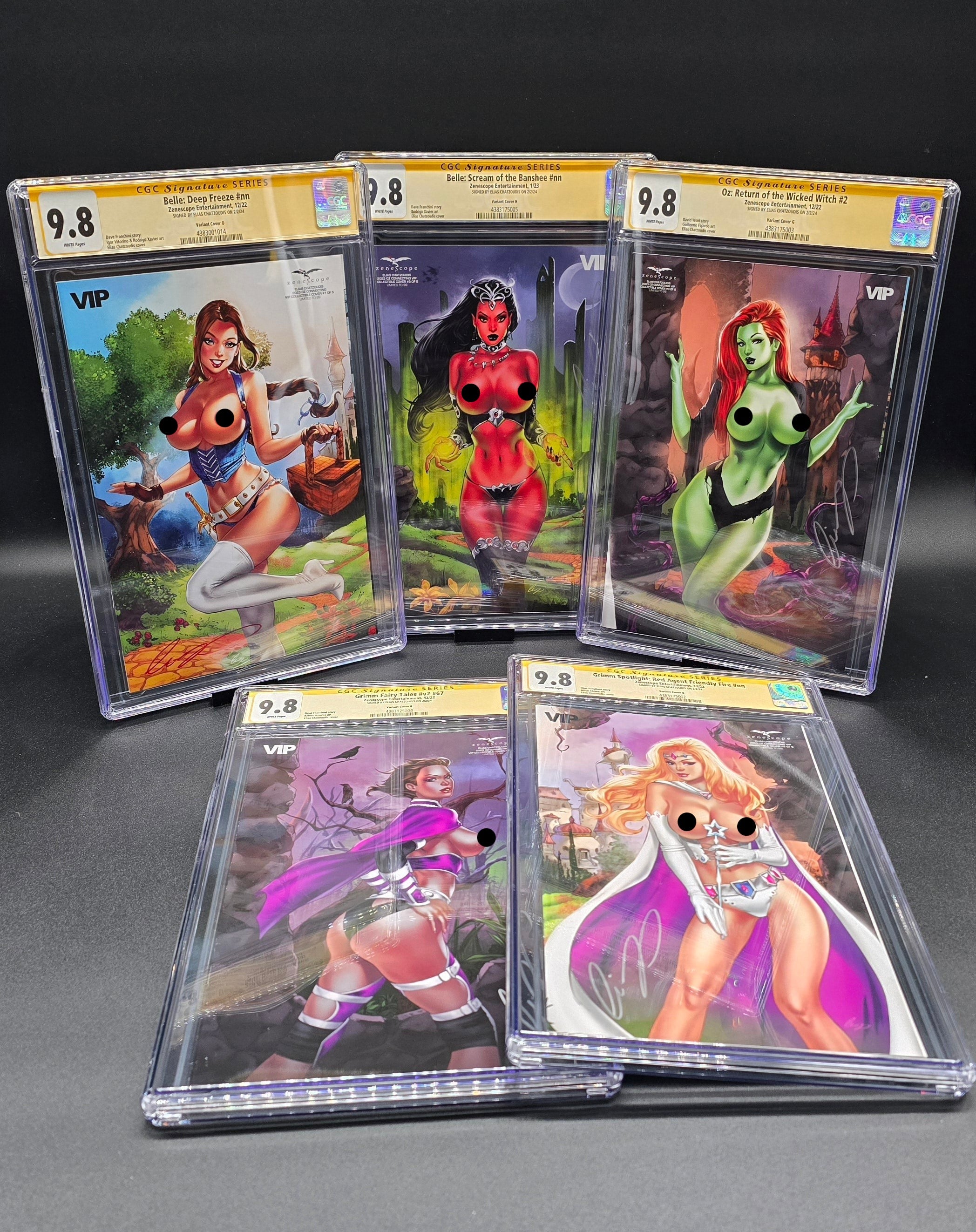 Oz Connecting VIP Collectible Cover 1-5 set 2022-2023 ZRated cover CGC SS 9.8 signed by Elias Chatzoudis