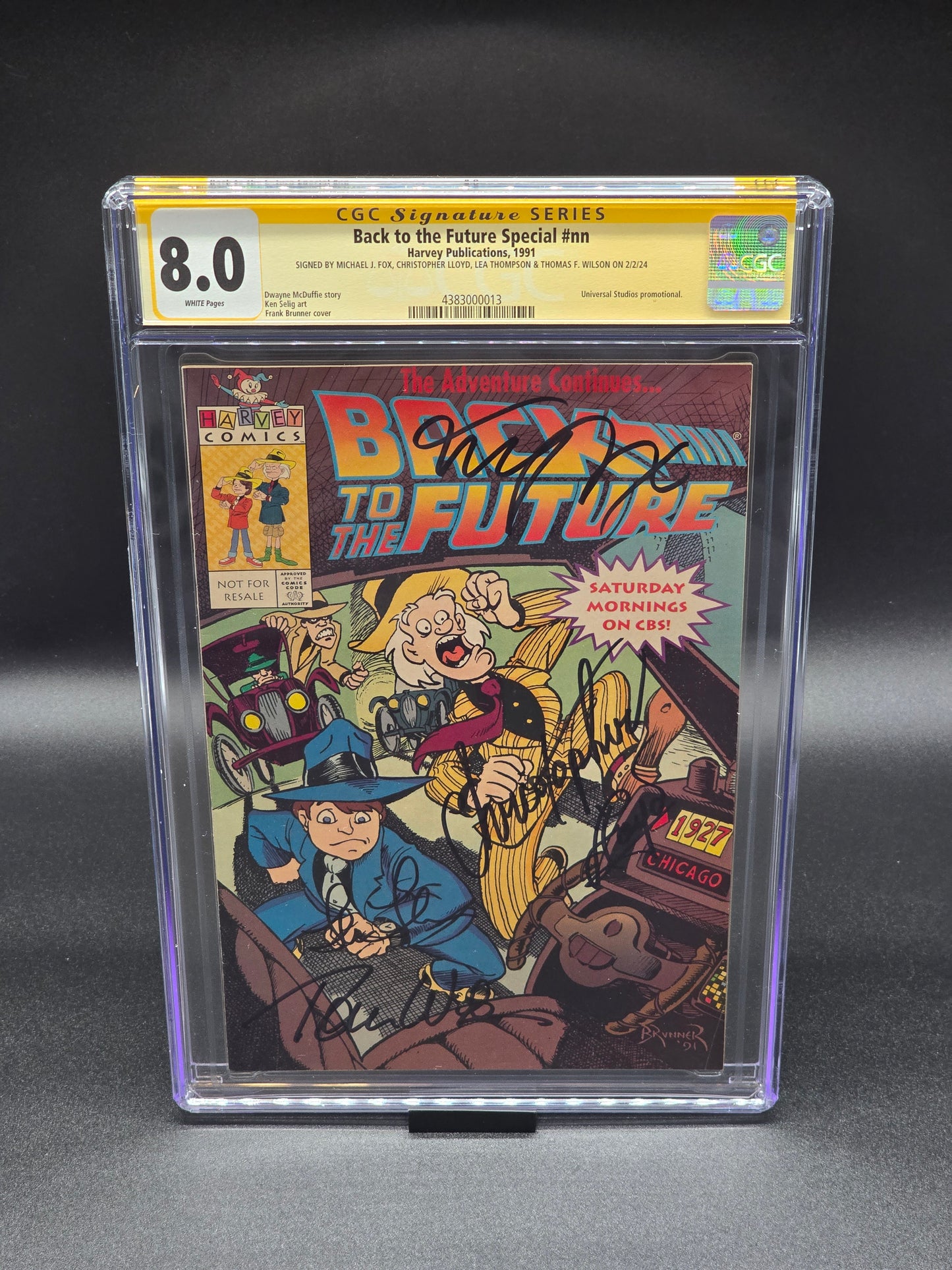 Back to the Future Special 1991 CGC SS 8.0 signed Michael J. Fox, Christopher Lloyd, Lea Thompson, and Tom Wilson