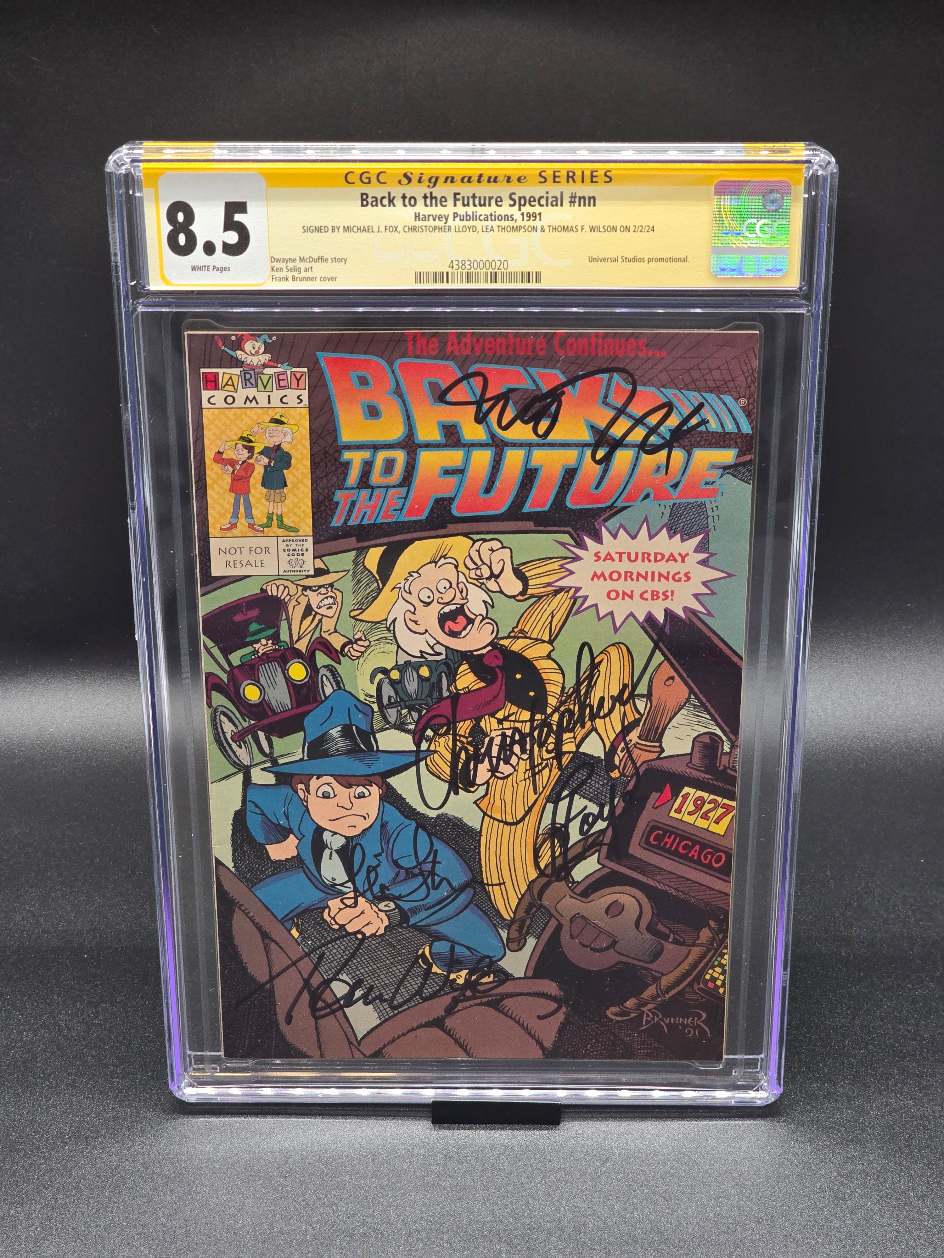 Back to the Future Special 1991 CGC SS 8.5 signed Michael J. Fox, Christopher Lloyd, Lea Thompson, and Tom Wilson