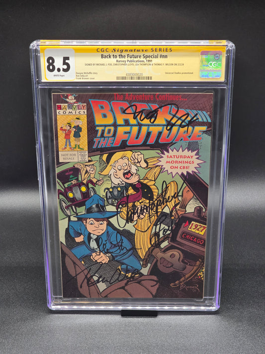 Back to the Future Special 1991 CGC SS 8.5 signed Michael J. Fox, Christopher Lloyd, Lea Thompson, and Tom Wilson