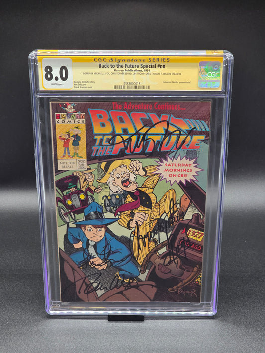 Back to the Future Special 1991 CGC SS 8.0 signed Michael J. Fox, Christopher Lloyd, Lea Thompson, and Tom Wilson