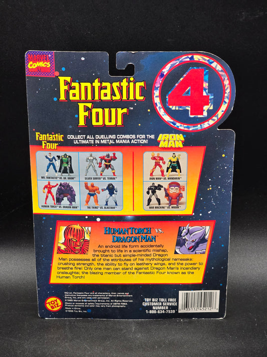 Human Torch vs Dragon Man Metal Mania Fantastic Four 1995 Toybiz