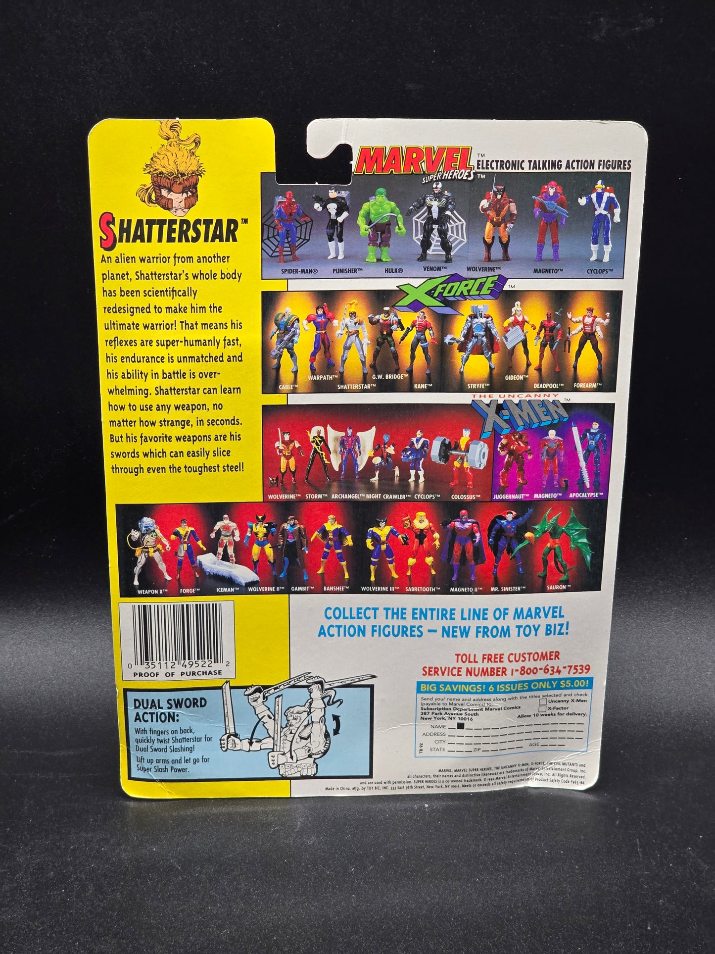 Shatterstar X-Men X-Force Toybiz Figure 1992