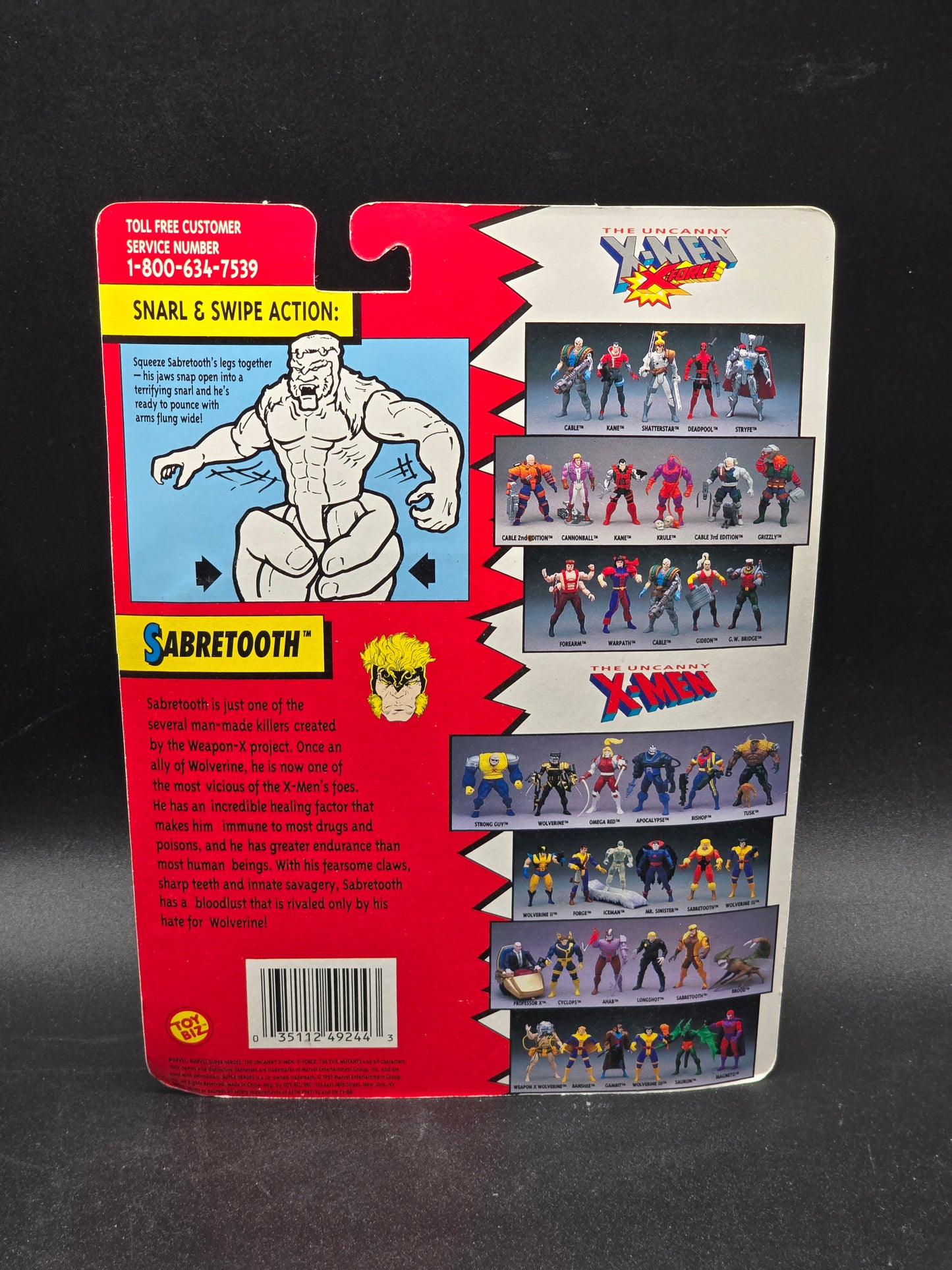 Sabretooth 2nd Edition X-Men Action Figure Toybiz 1993