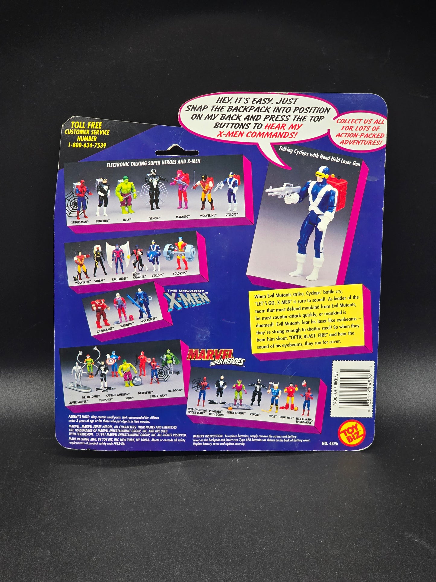 Cyclops Marvel Superheroes Electronic Talk Action Figure Toybiz 1991