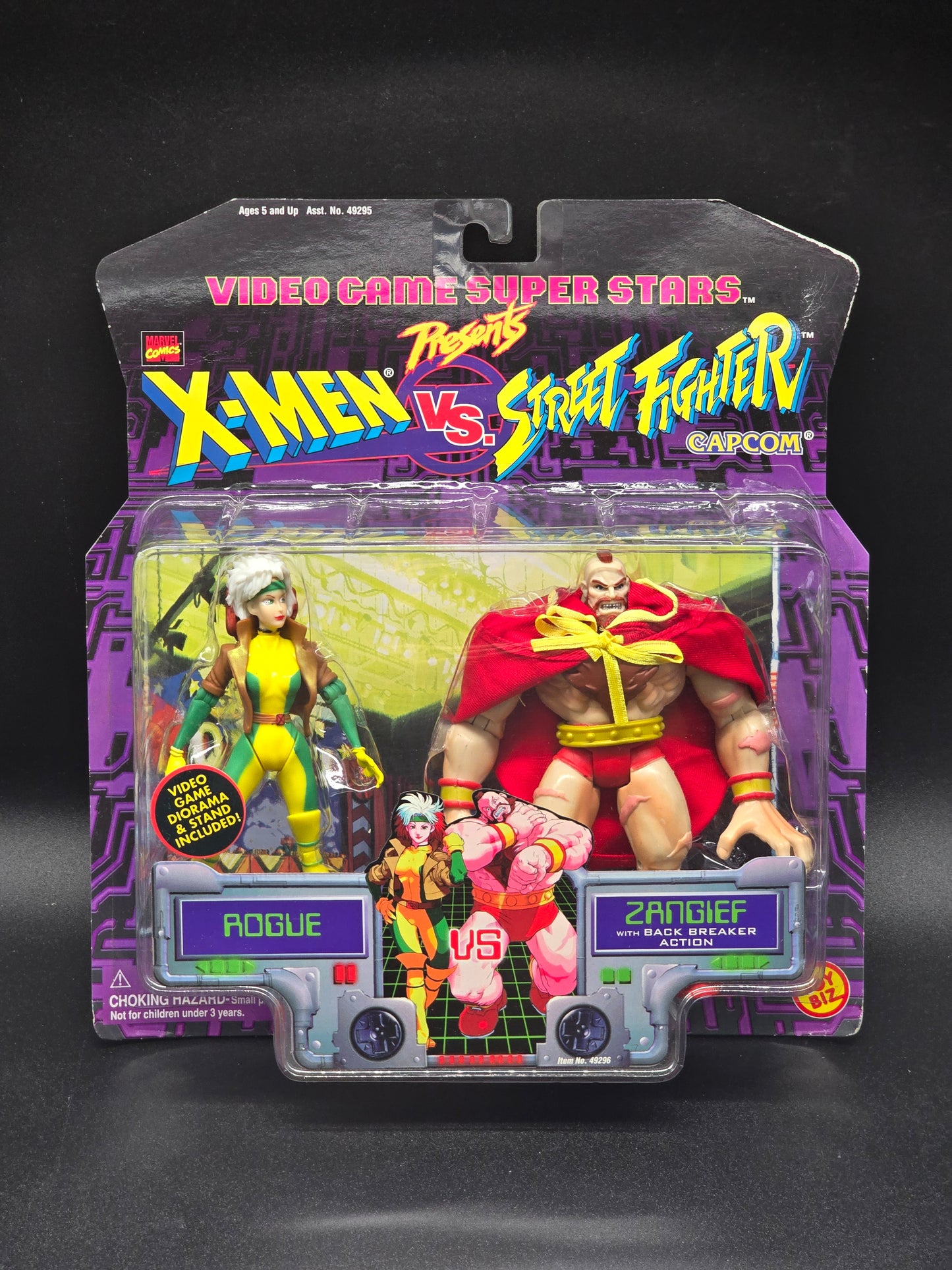 Rogue vs Zangief Video Game Super Stars: X-Men vs Street Fighter Action Figure Set Capcom Toybiz 1998