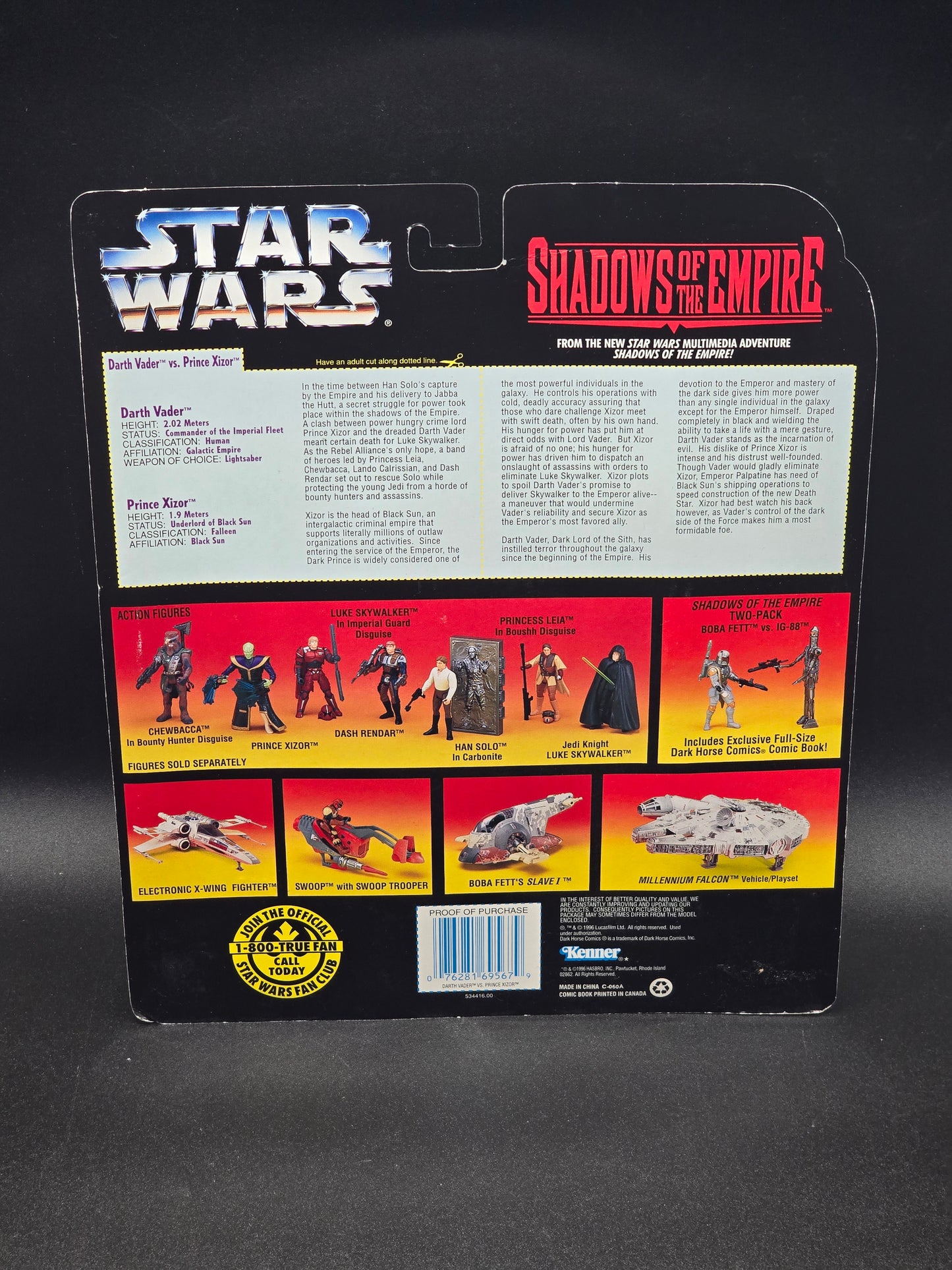 Prince Xizor vs Darth Vader Star Wars Shadow of the Empire 1996 Kenner with comic