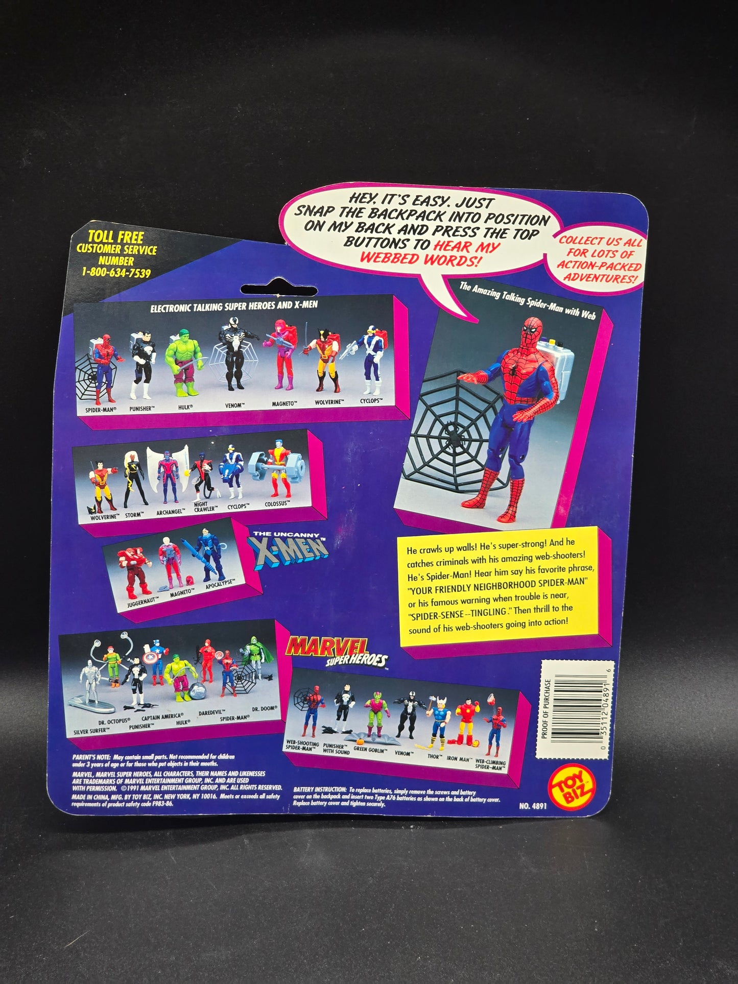 Spider-Man Marvel Superheroes Electronic Talk Toybiz 1991