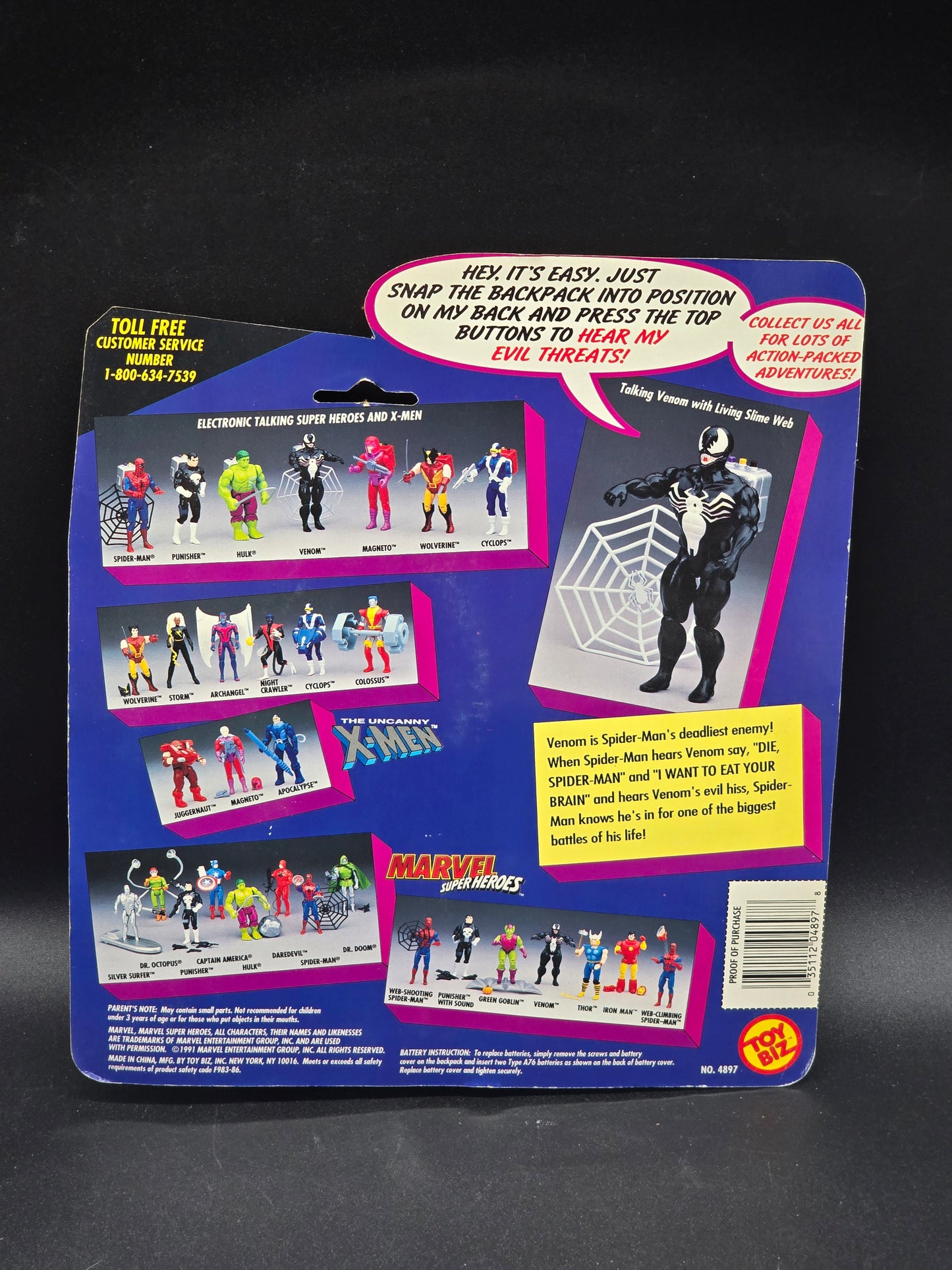 Venom Marvel Superheroes Electronic Talk Toybiz 1991