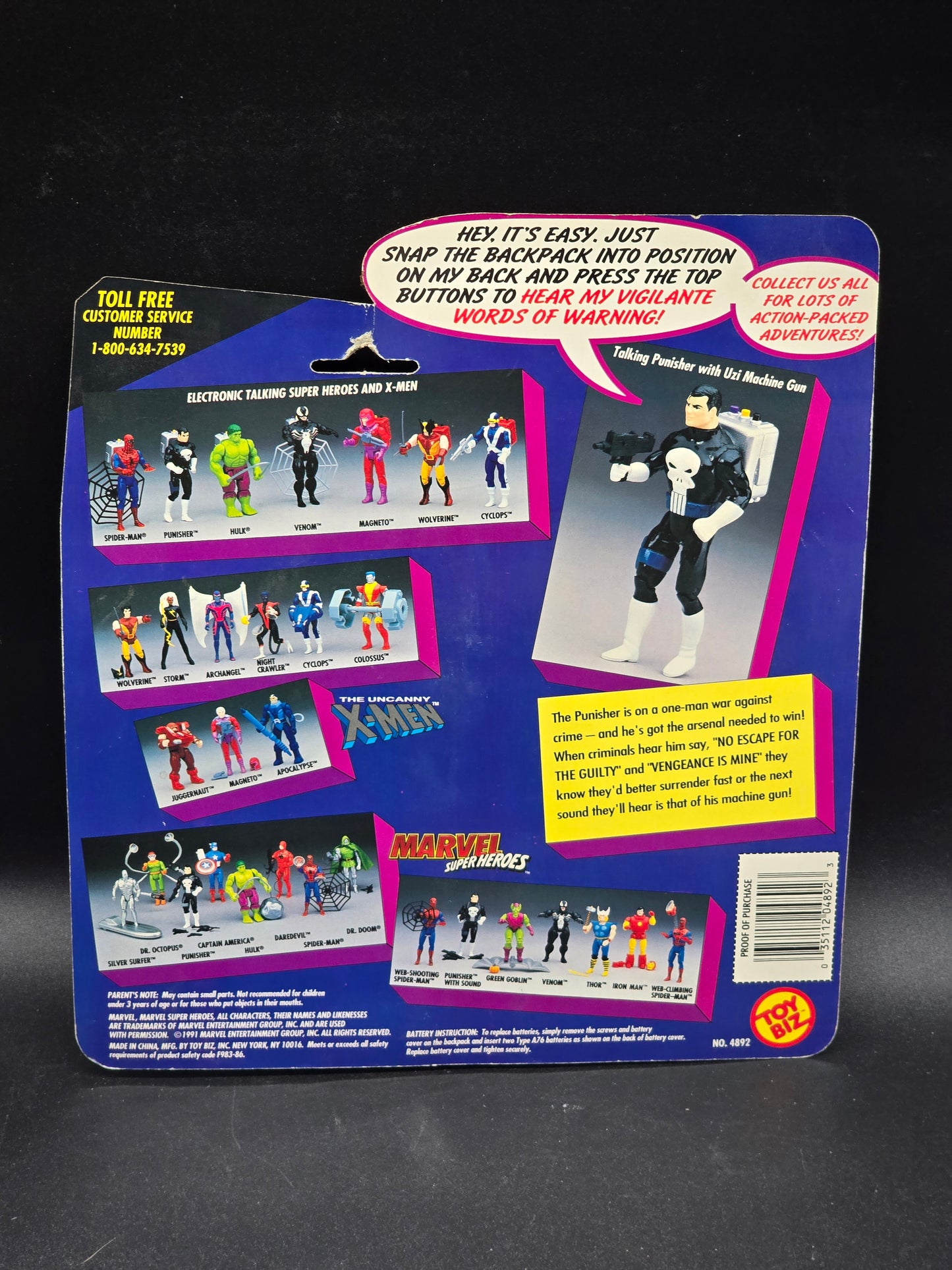 Punisher Marvel Superheroes Electronic Talk Action Figure Toybiz 1991