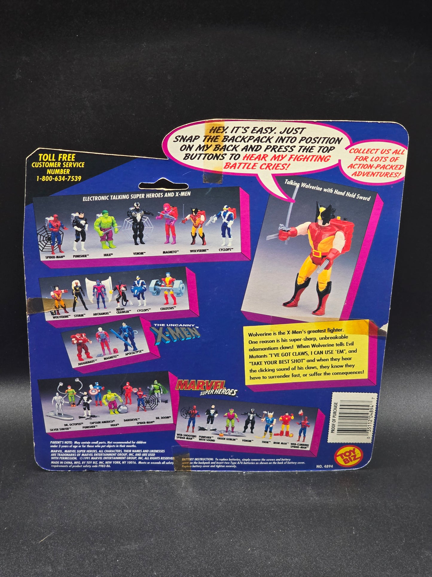 Wolverine Marvel Superheroes Electronic Talk Action Figure Toybiz 1991