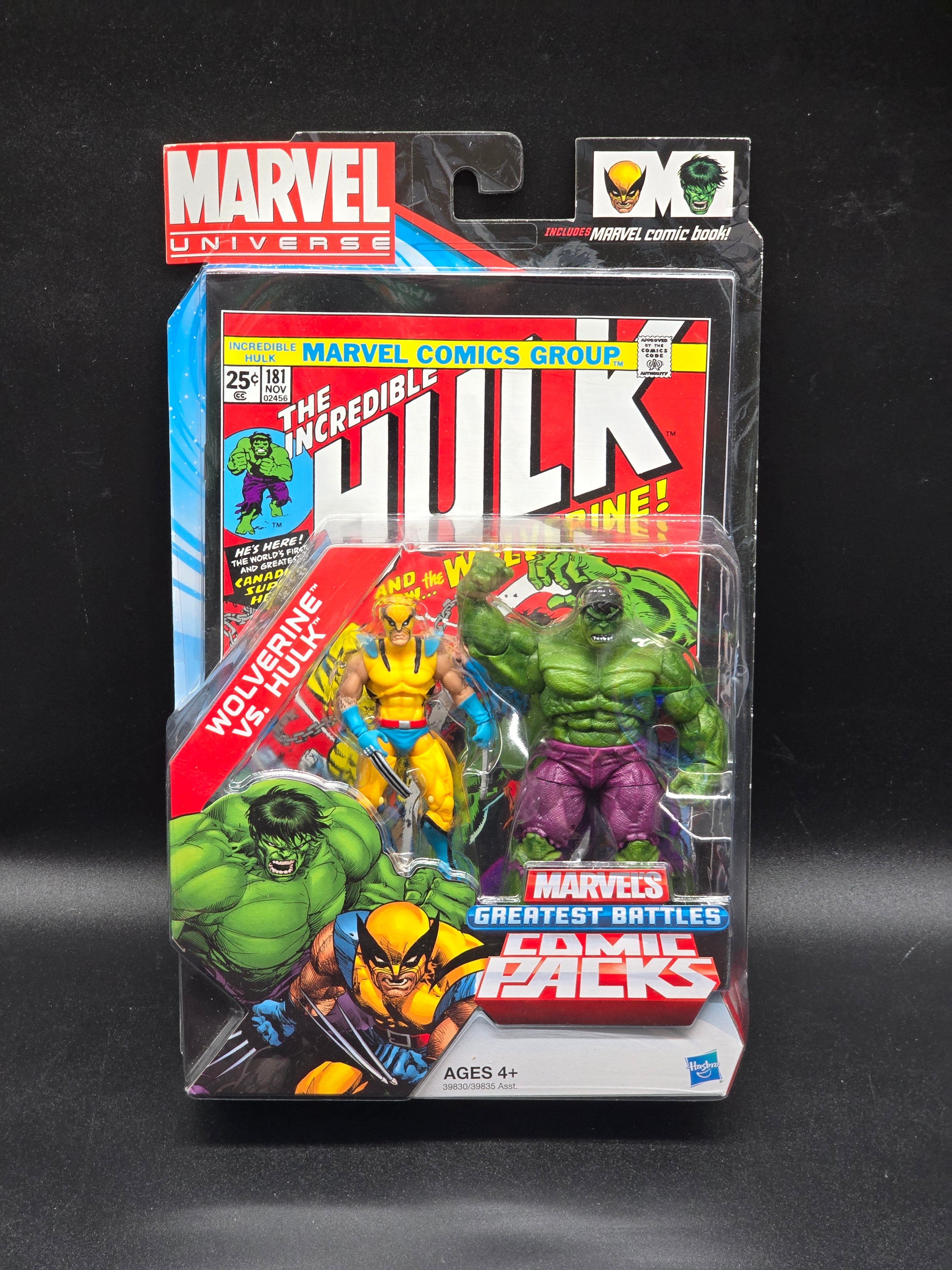 Hulk 181 1st Wolverine Action Figure hot Marvel's Greatest Battles Comic Pack Hasbro