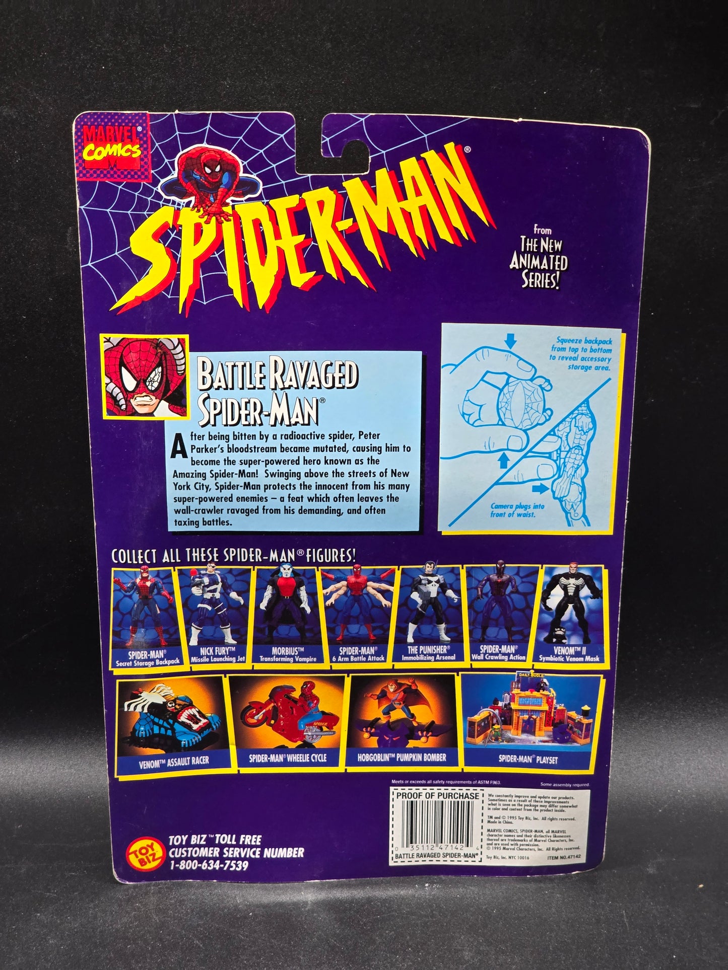 "Spider-Man" (Battle Ravaged) Spider-Man: The Animated Series Toybiz 1995