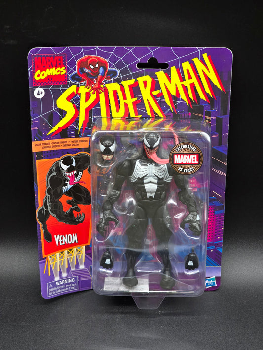 Venom Hasbro Marvel Legends Spider-Man Retro Figure 2024 85th Anniversary Walmart Exclusive (Damaged Card)