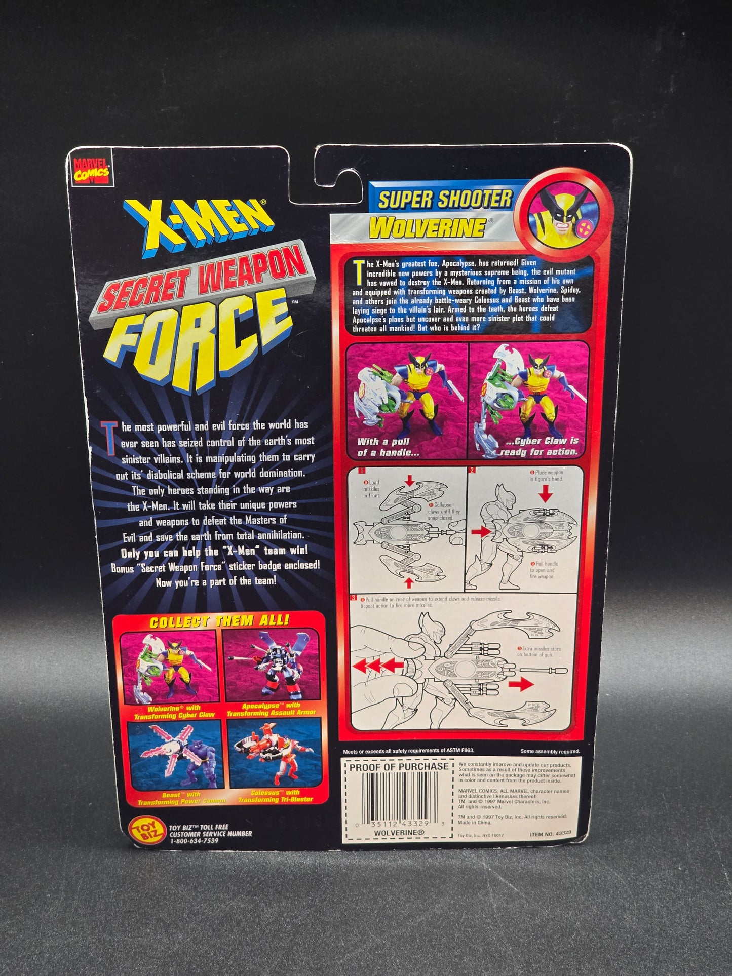 Wolverine X-Men Secret Weapon Force Super Shooters Toybiz 1997