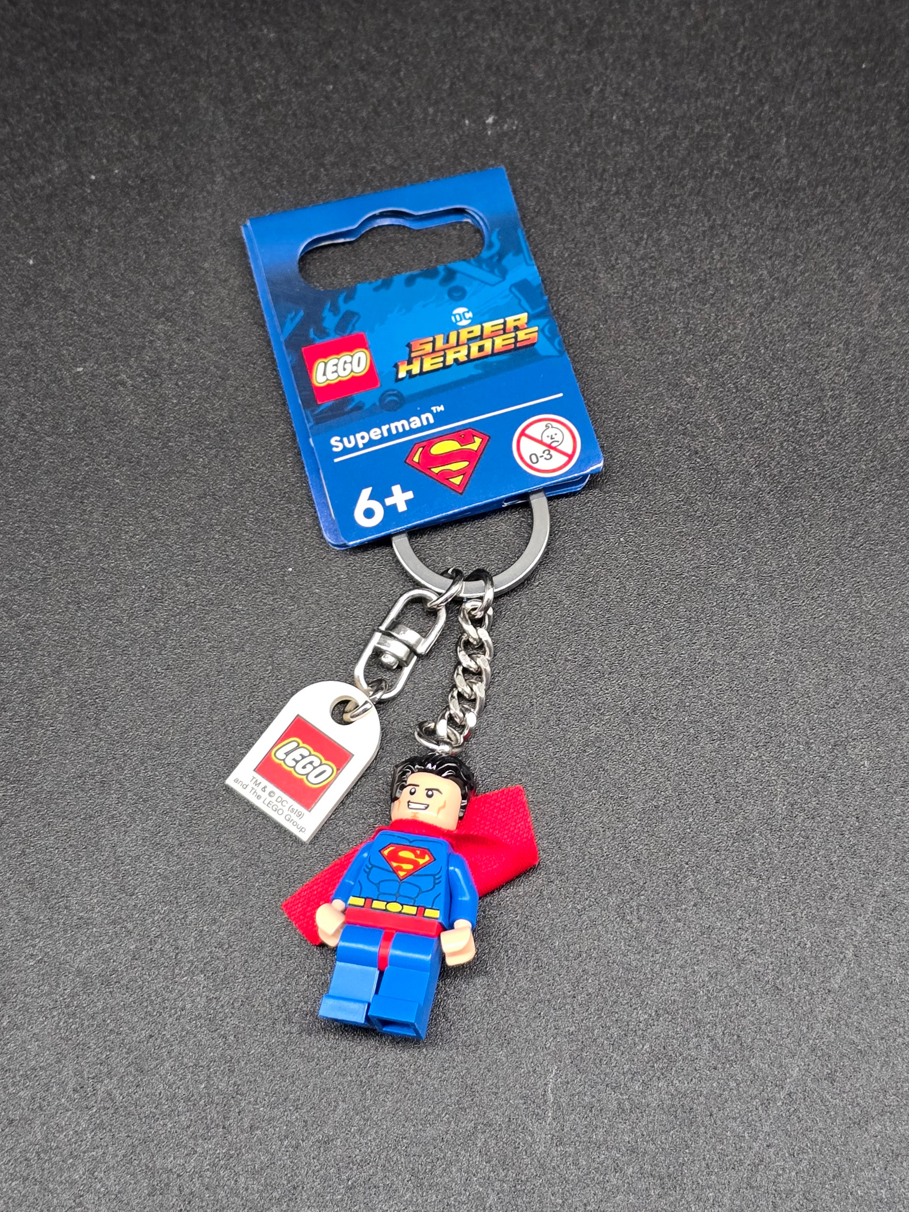 Superman Lego minifigure keychain