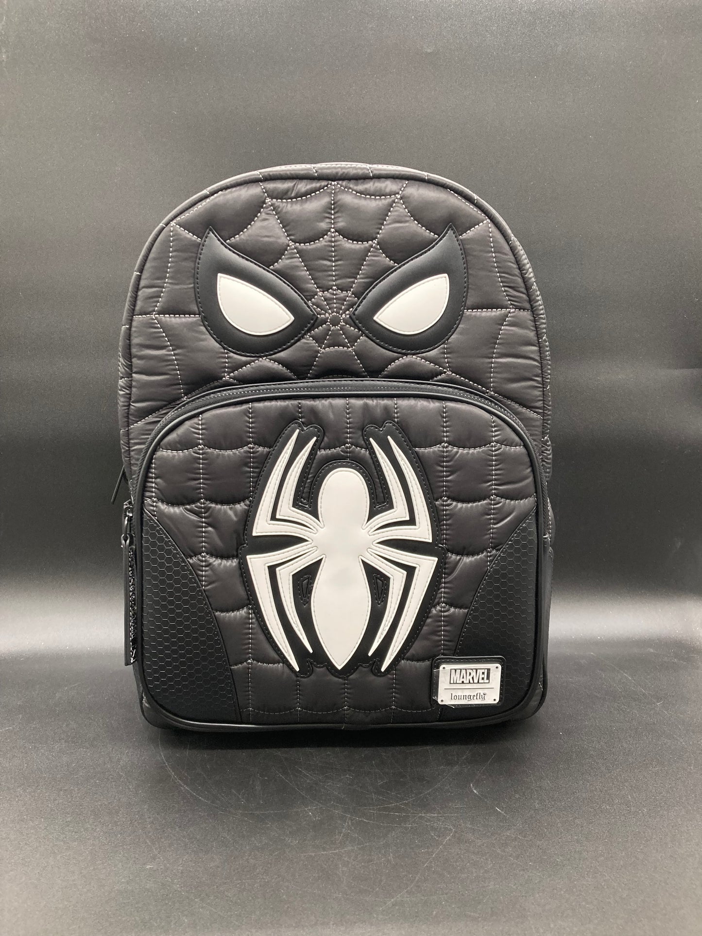 Loungefly Marvel Spider-Man Black & White Suit Quilted Figural Backpack