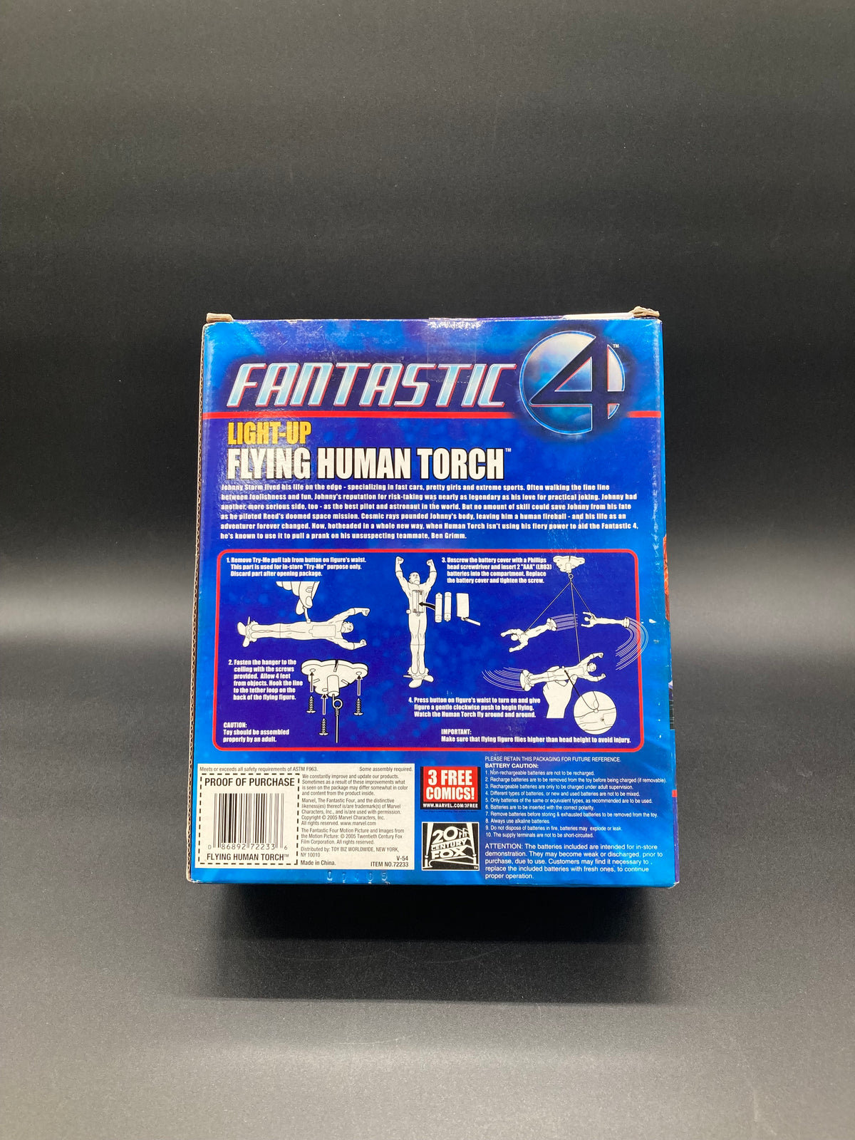 Human Torch Light-Up Flying Fantastic Four Movie Action Figure Toybiz 2005