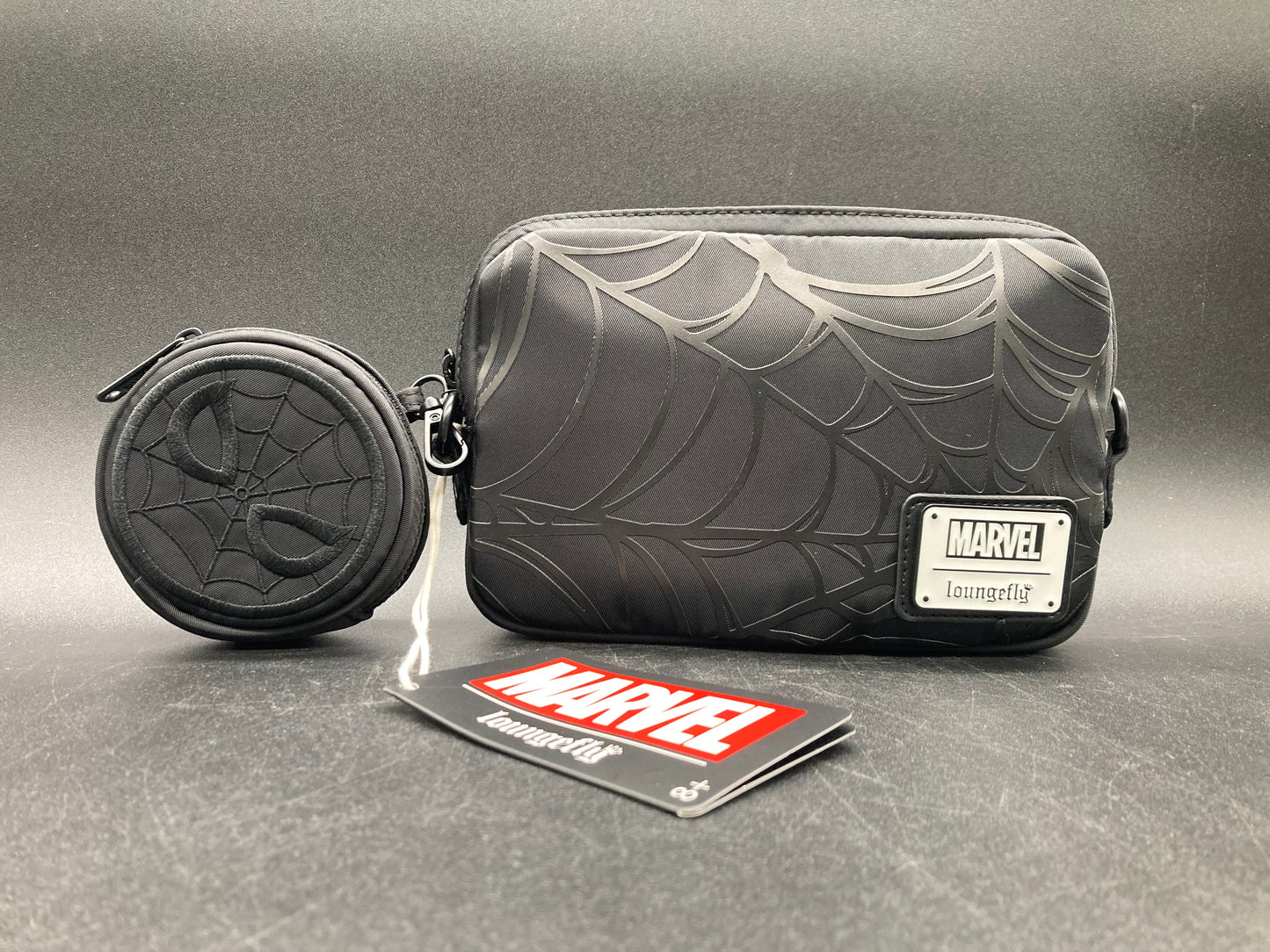 Loungefly Black & White Spider-Man Sling-Bag with Coin Purse