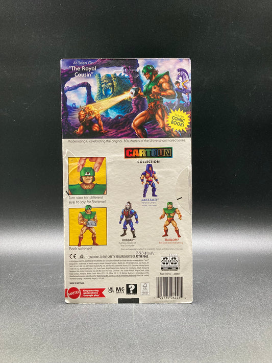 Tri-Klops Mattel He-Man MOTU 40th Anniversary Cartoon Collection Figure 2024 Unpunched Card (Damaged Card)