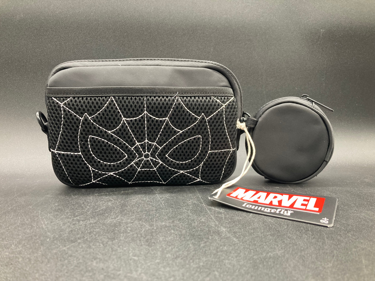 Loungefly Black & White Spider-Man Sling-Bag with Coin Purse