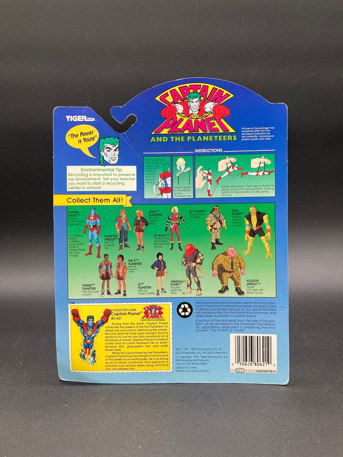 "Captain Planet" (Flying Action) Captain Planet and the Planeteers Action Figure Tiger Toys 1991