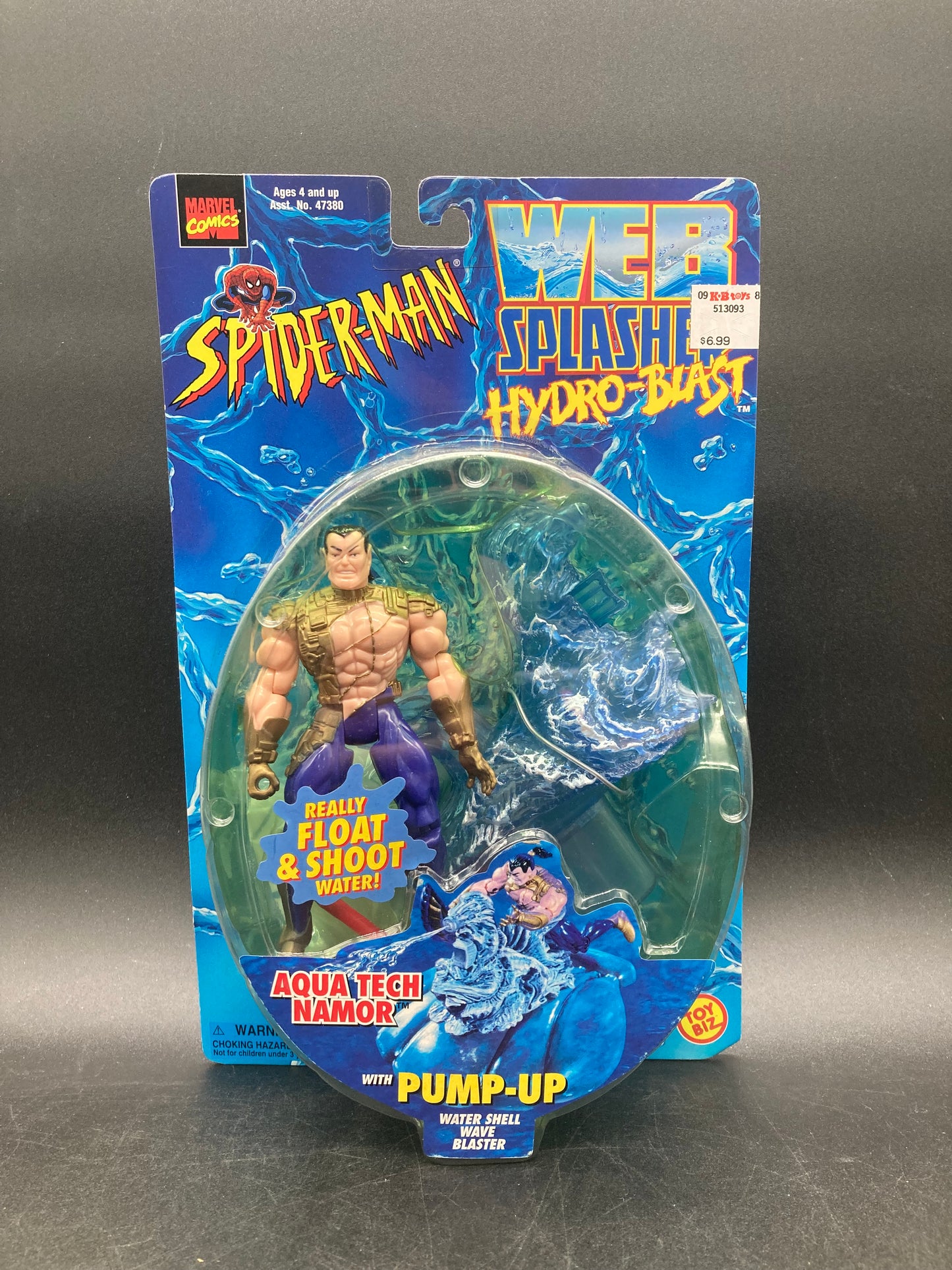 Namor Toybiz Spider-Man Animated Series Web Splasher Hydro-Blast Figure 1998