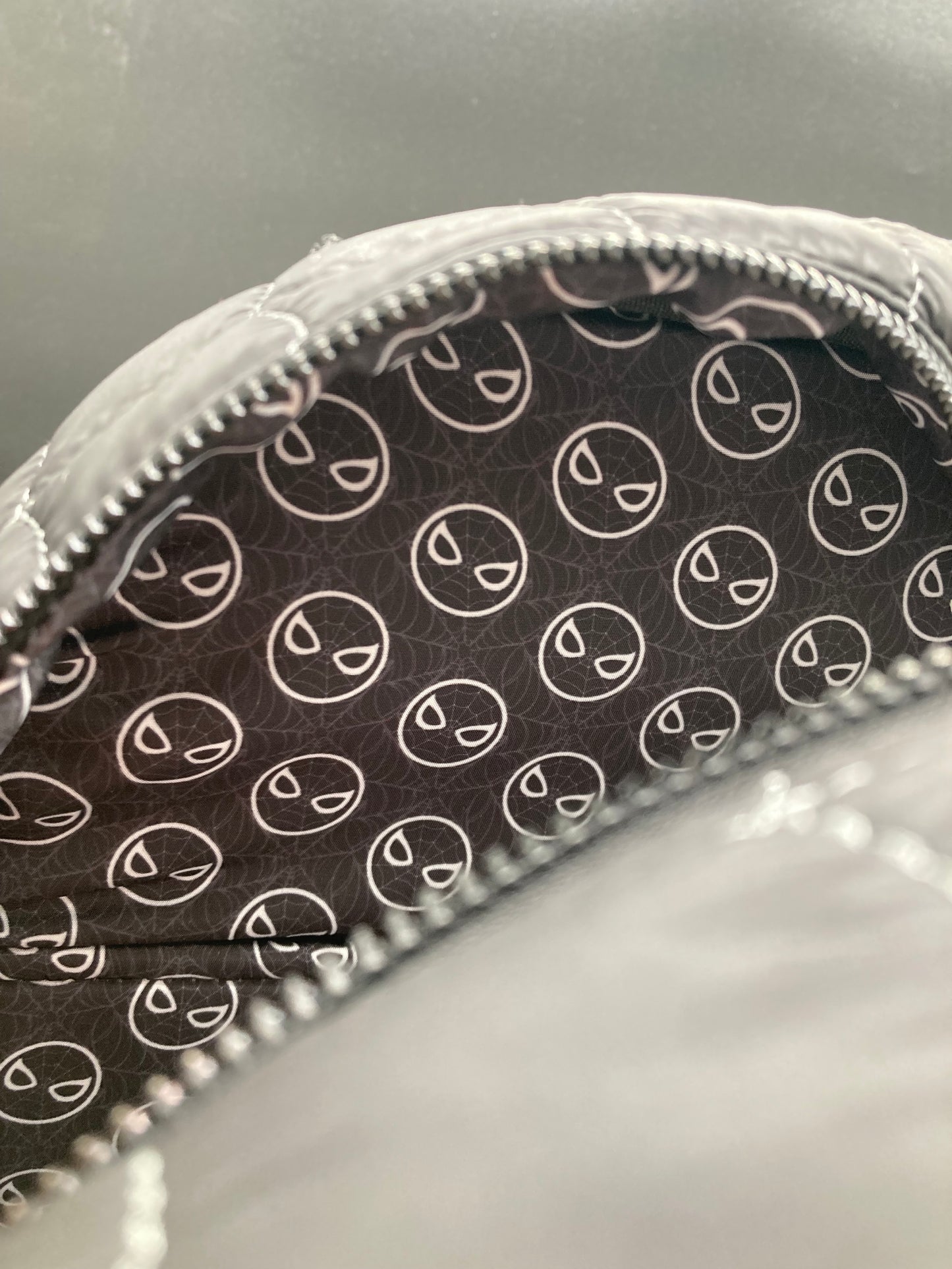 Loungefly Marvel Spider-Man Black & White Suit Quilted Figural Backpack