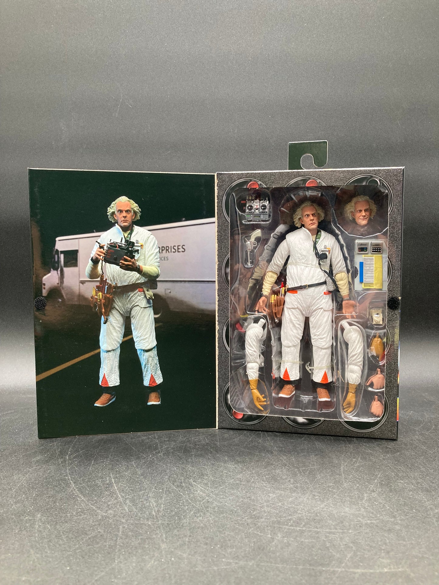 Ultimate Doc Brown Hazmat Suit 1985 NECA Back To The Future 35th Anniversary Figure