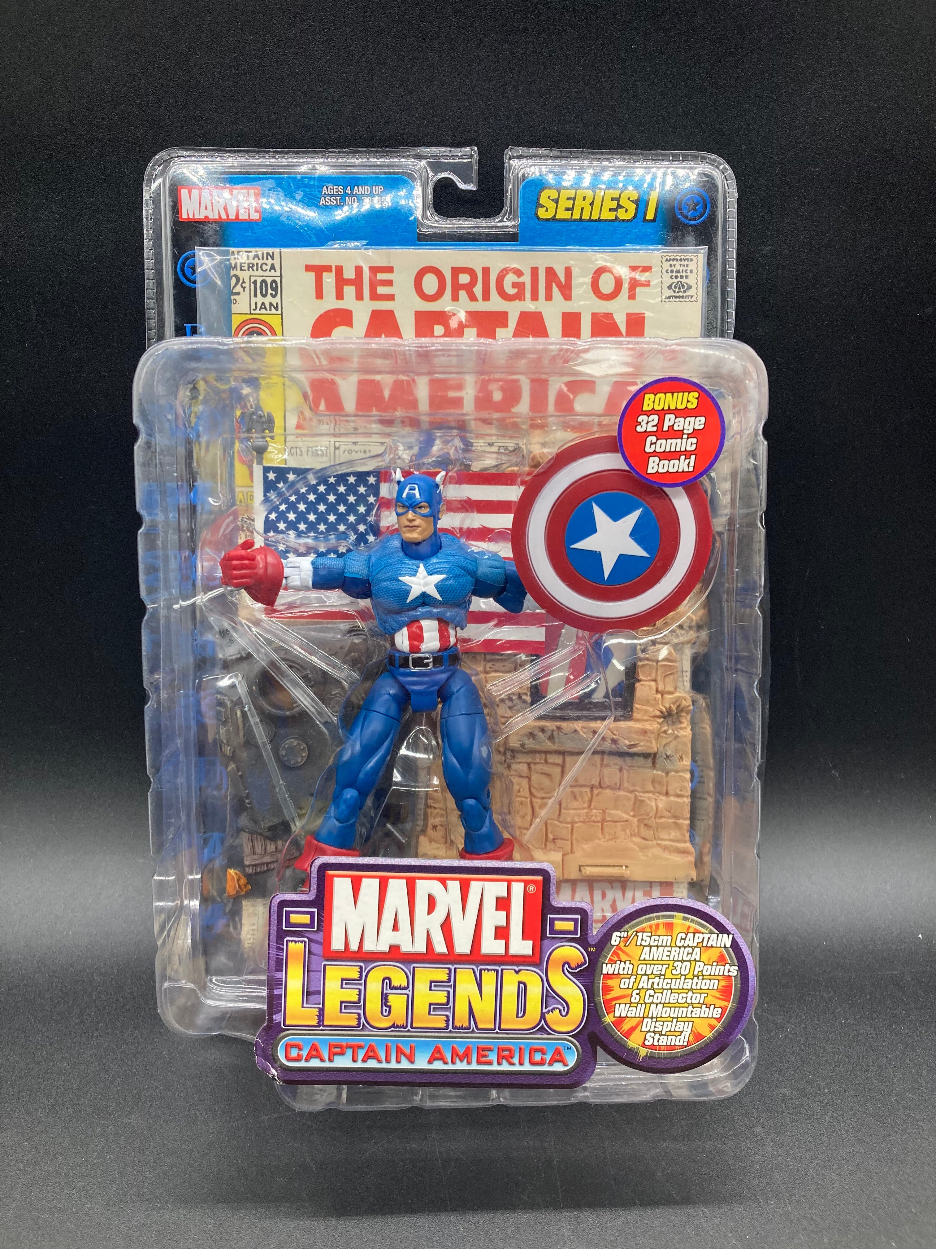 Captain America Marvel Legends Series 1 Action Figure Toybiz 2002